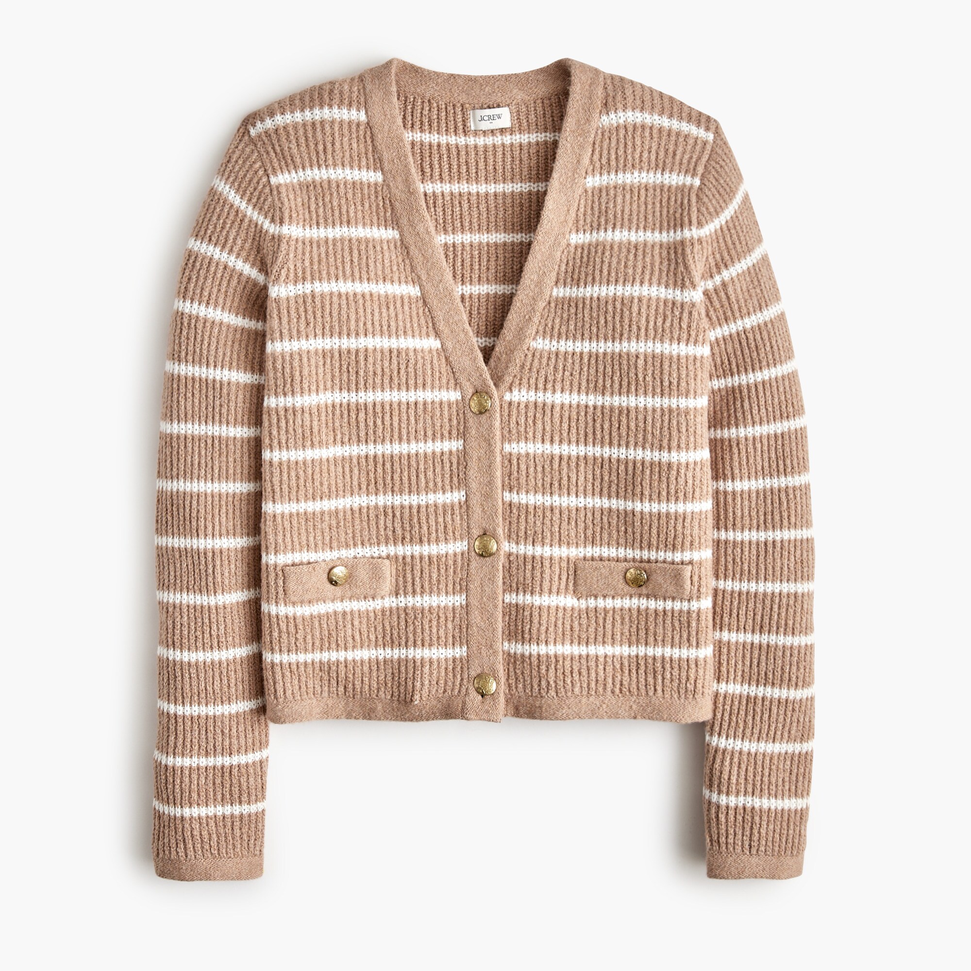 Striped V-neck cardigan sweater