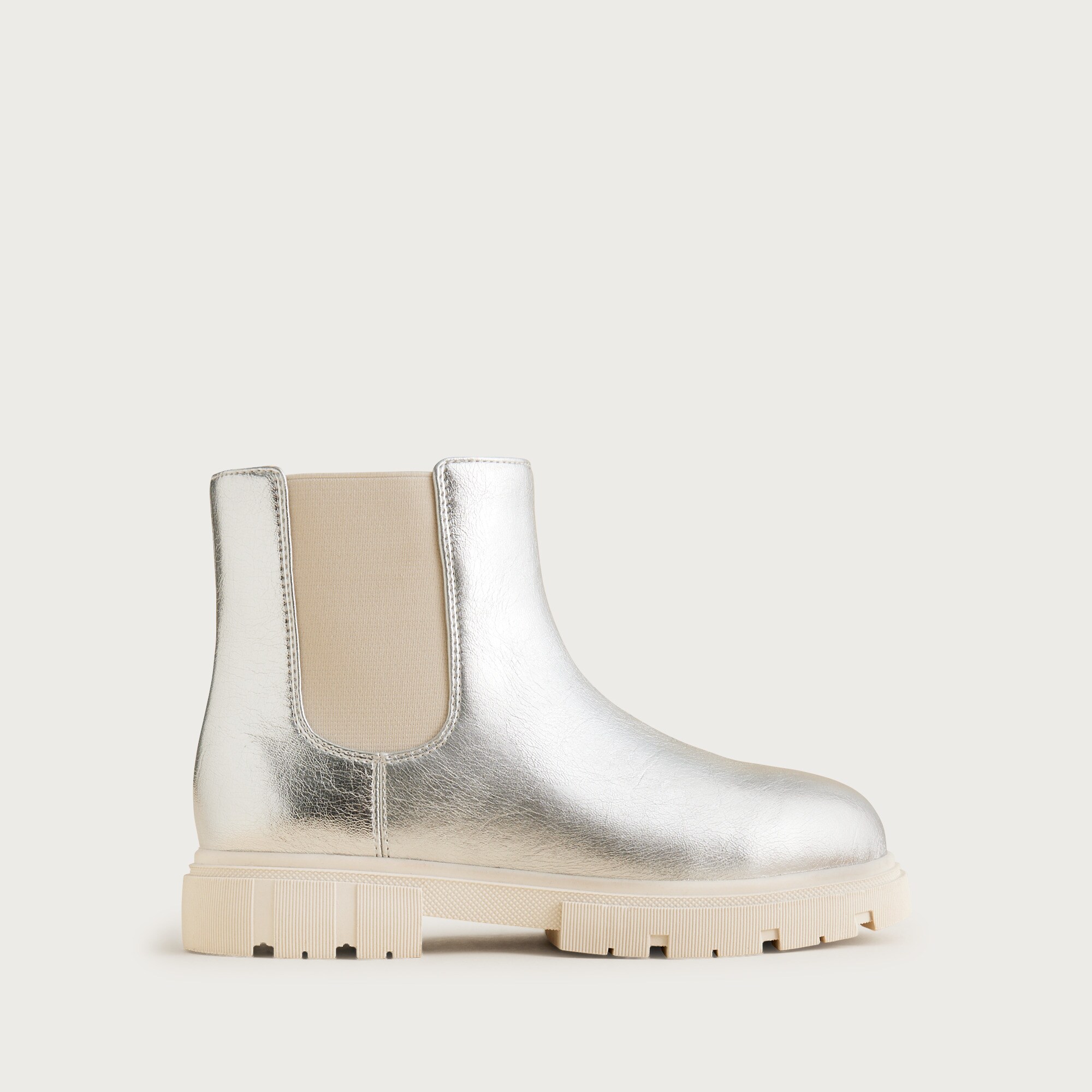Girls' lug-sole boots in metallic