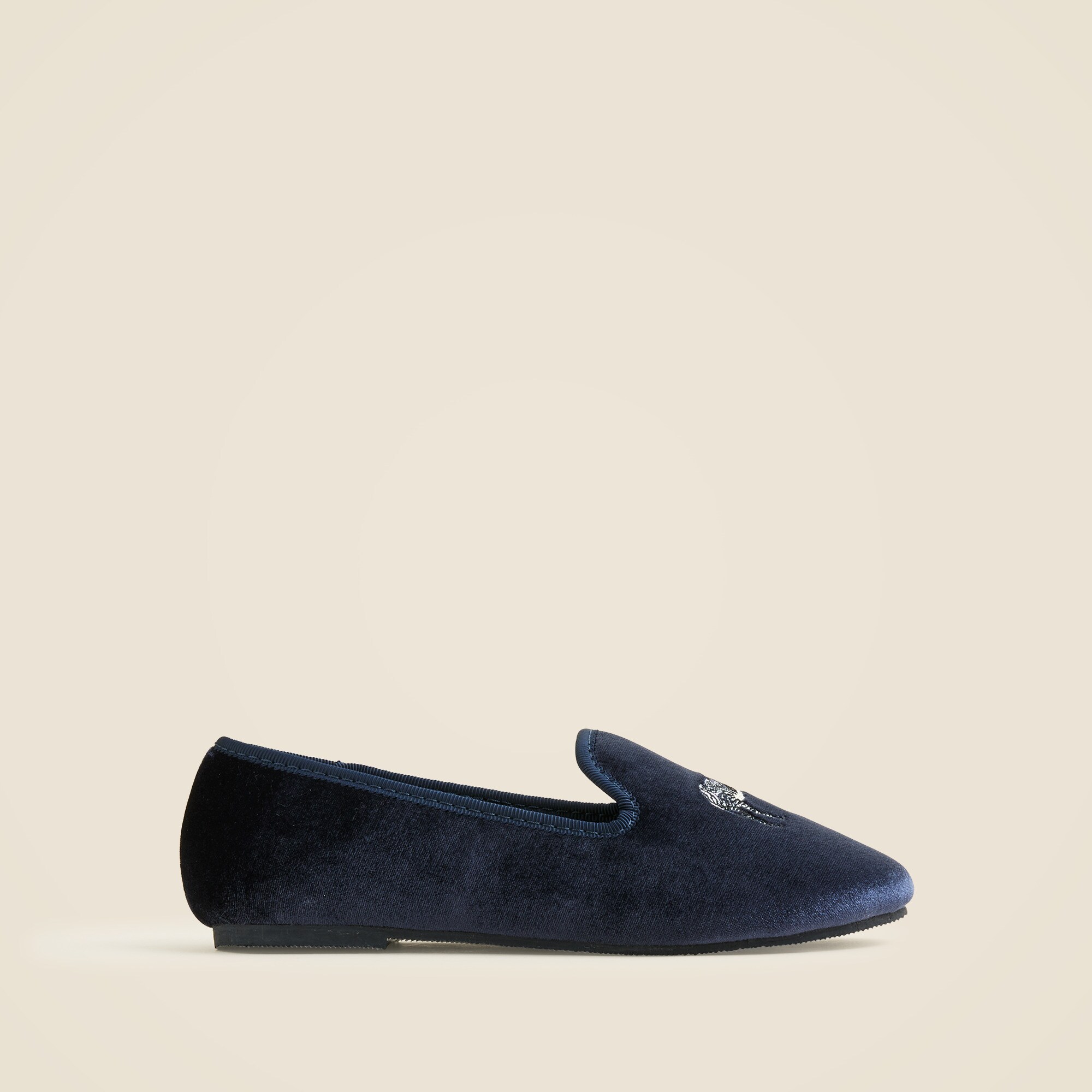 Kids' embroidered-zebra velvet slip-on shoes