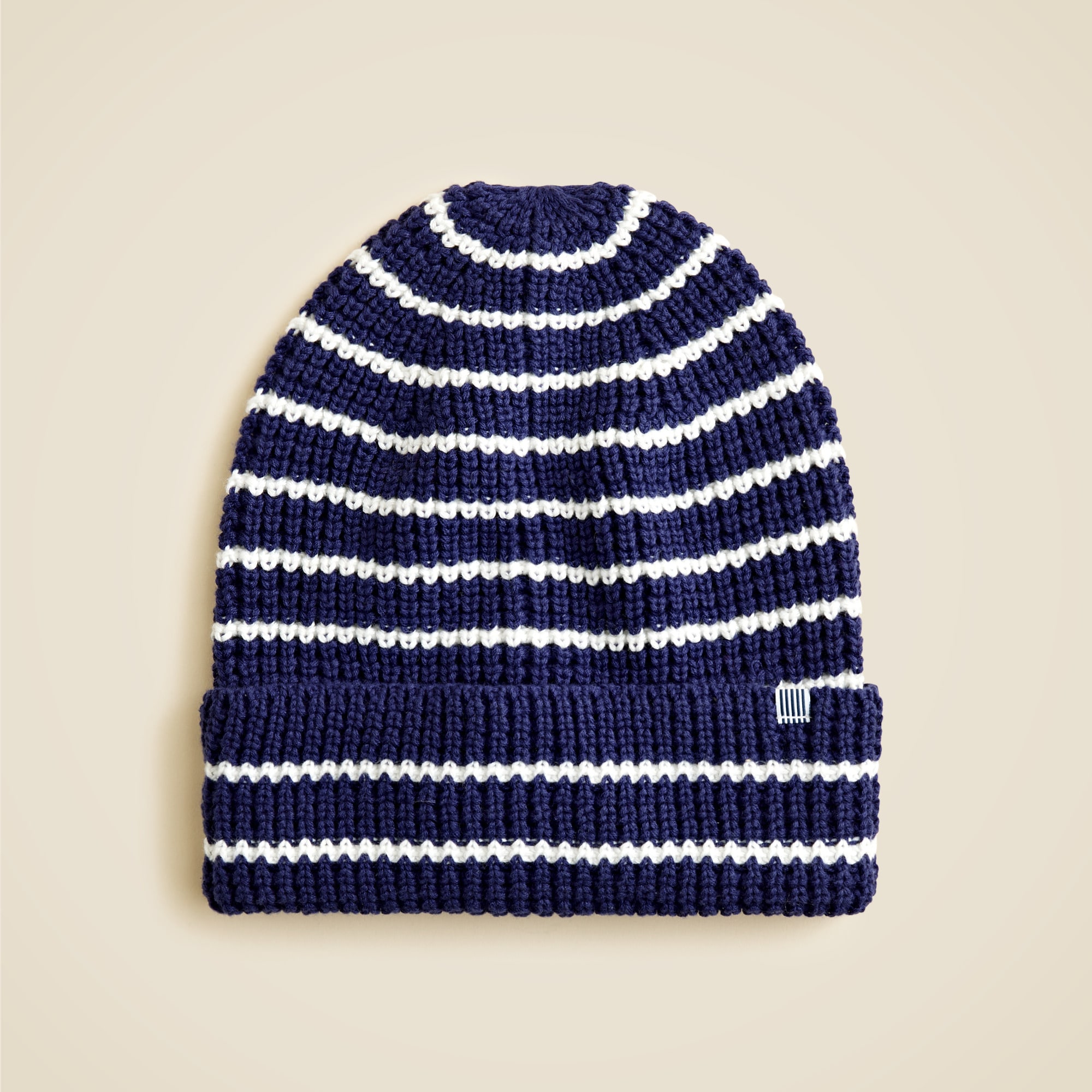 Kids' ribbed beanie in striped cotton blend