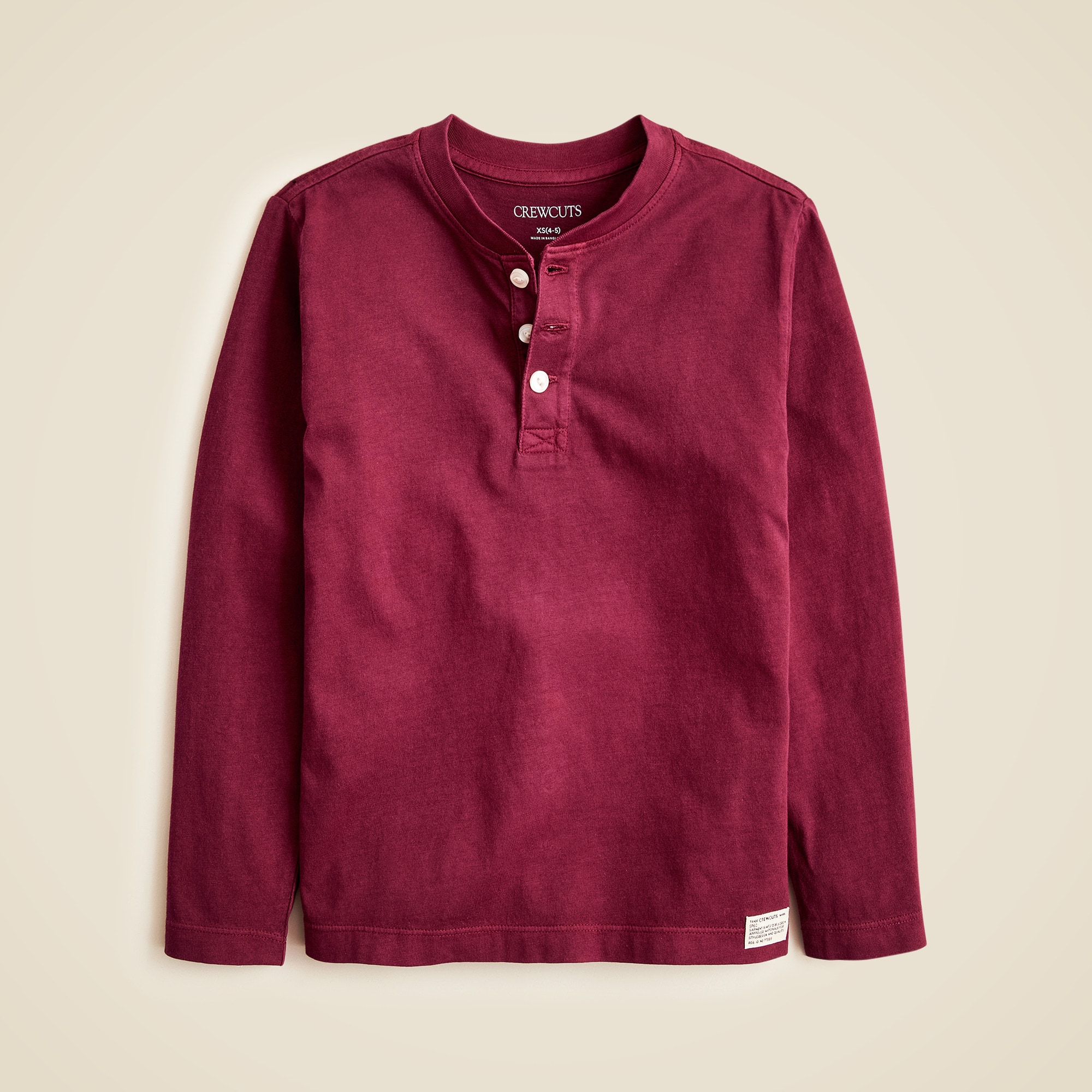 Kids' long-sleeve garment-dyed henley T-shirt in broken-in-jersey from J.Crew - $45