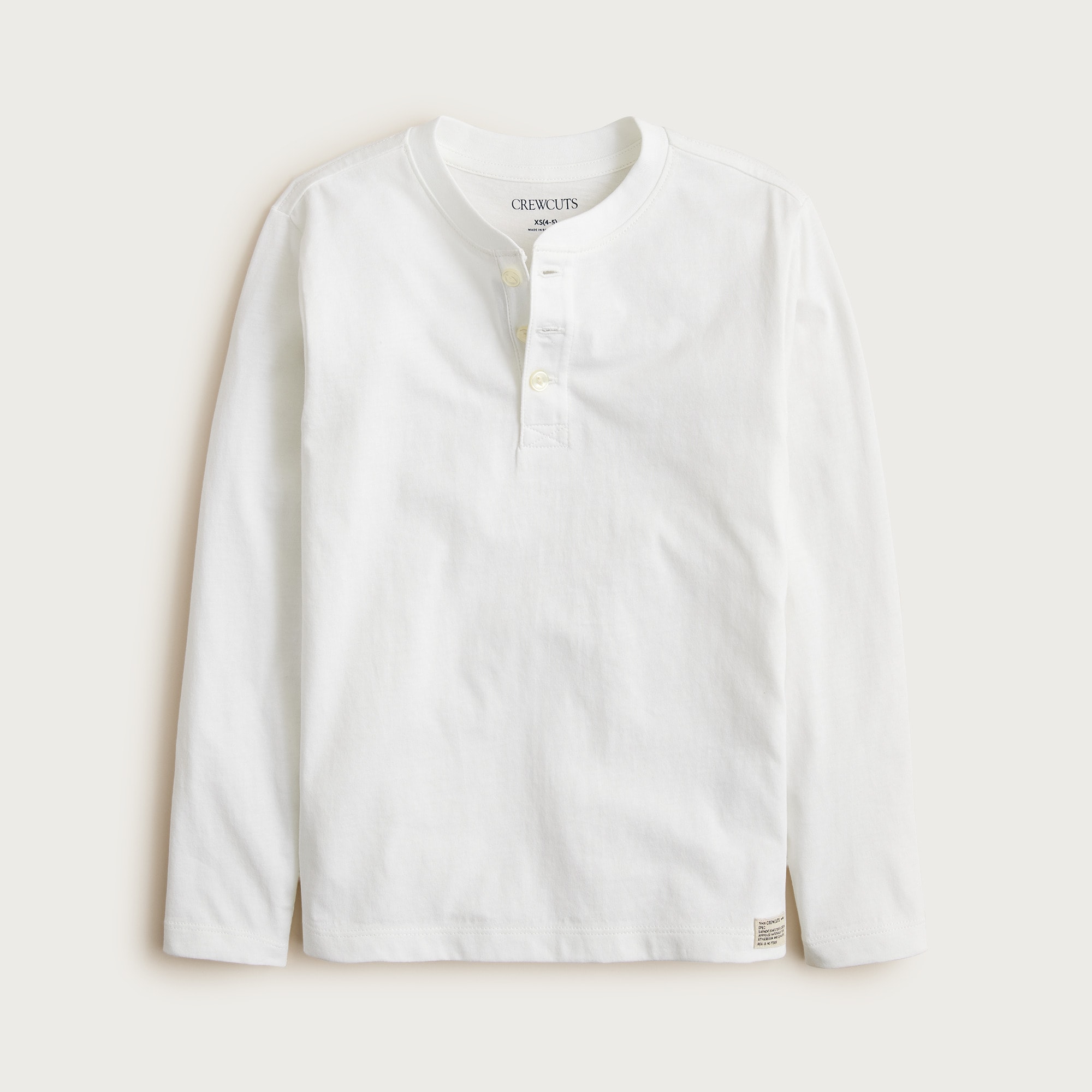Kids' long-sleeve garment-dyed henley T-shirt in broken-in-jersey