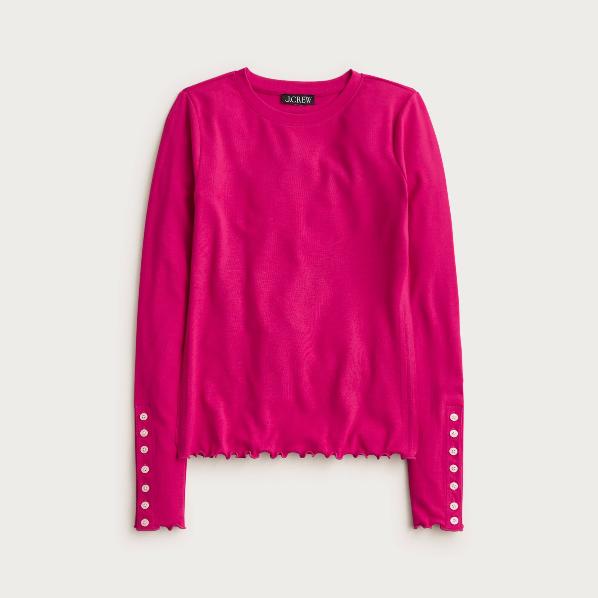  Refined rib long-sleeve T-shirt with button cuffs