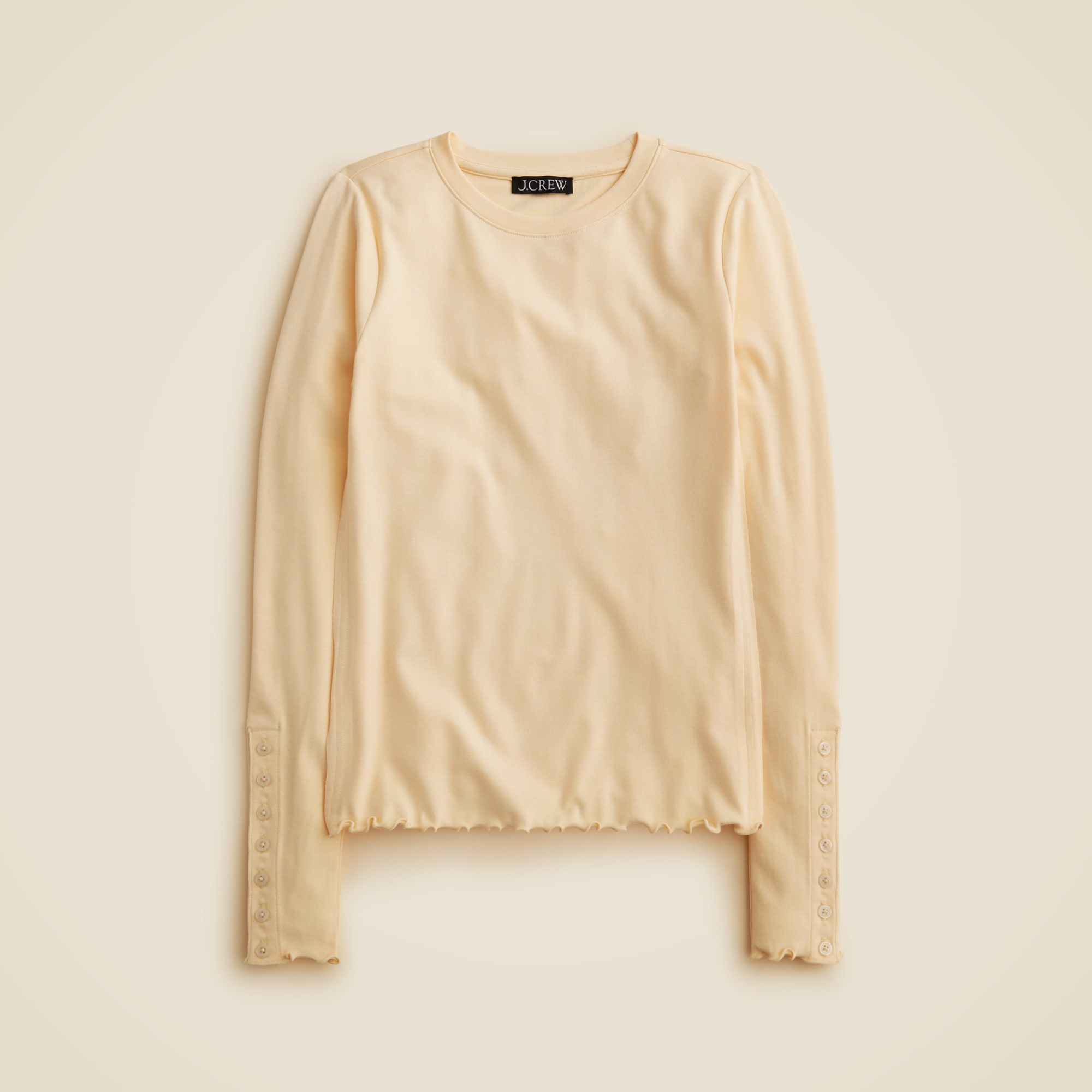  Refined rib long-sleeve T-shirt with button cuffs