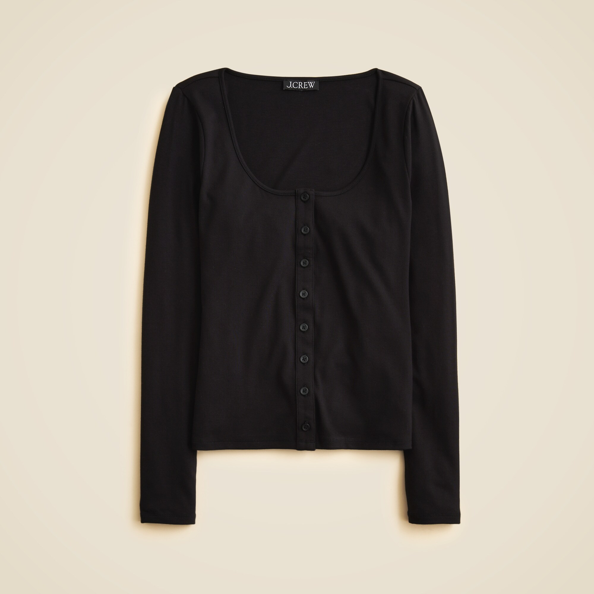 Refined rib scoopneck cardigan top