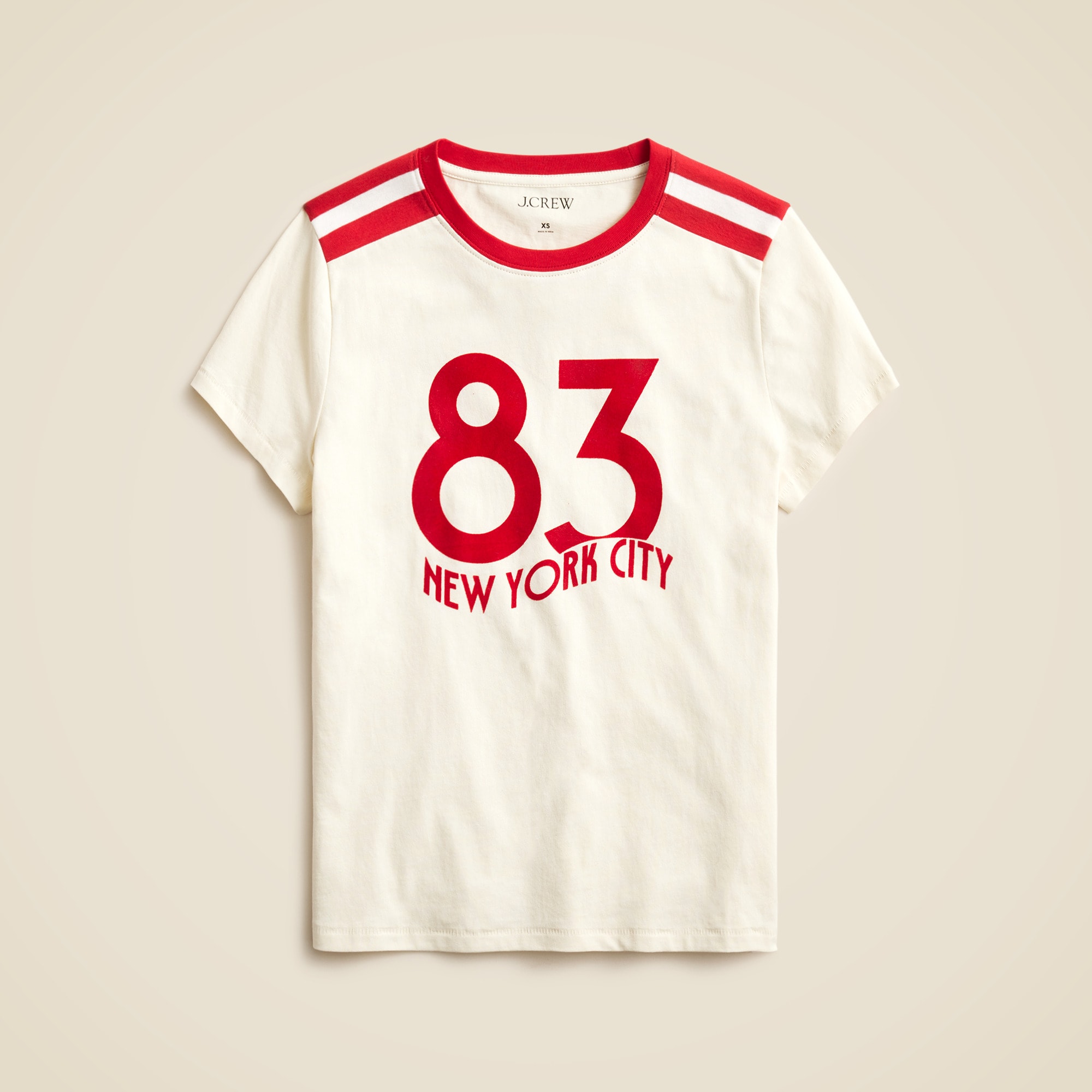 Shrunken-fit New York 83 graphic T-shirt in broken-in jersey