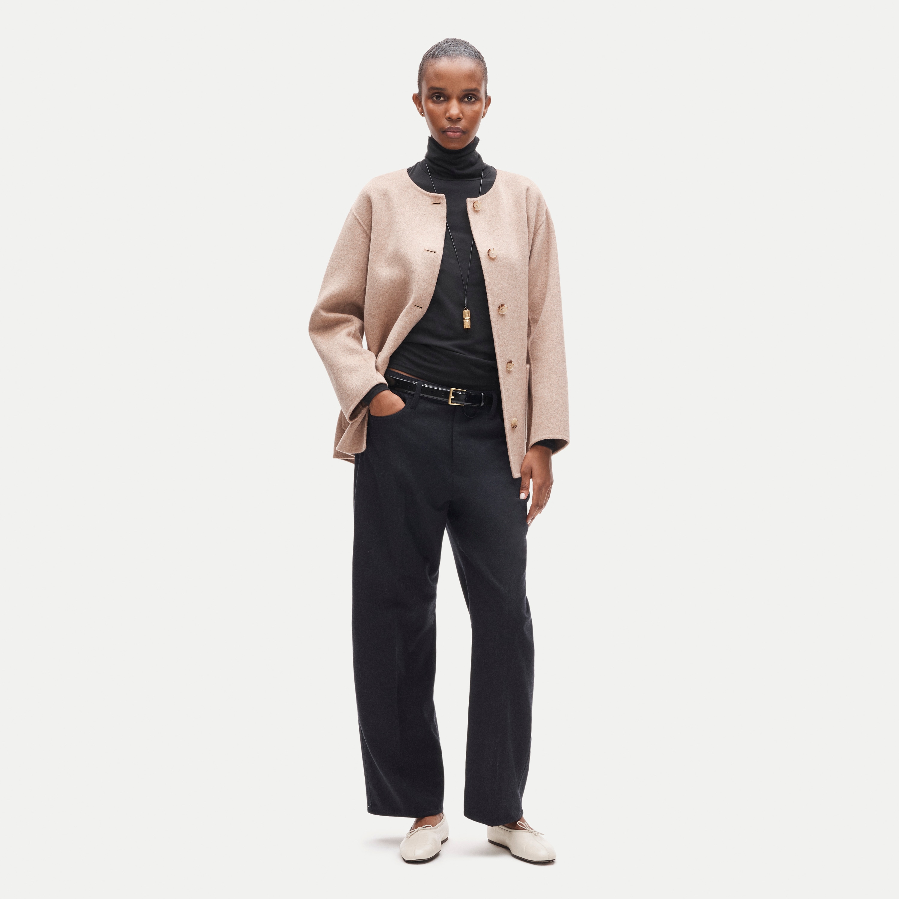 Feather jersey turtleneck