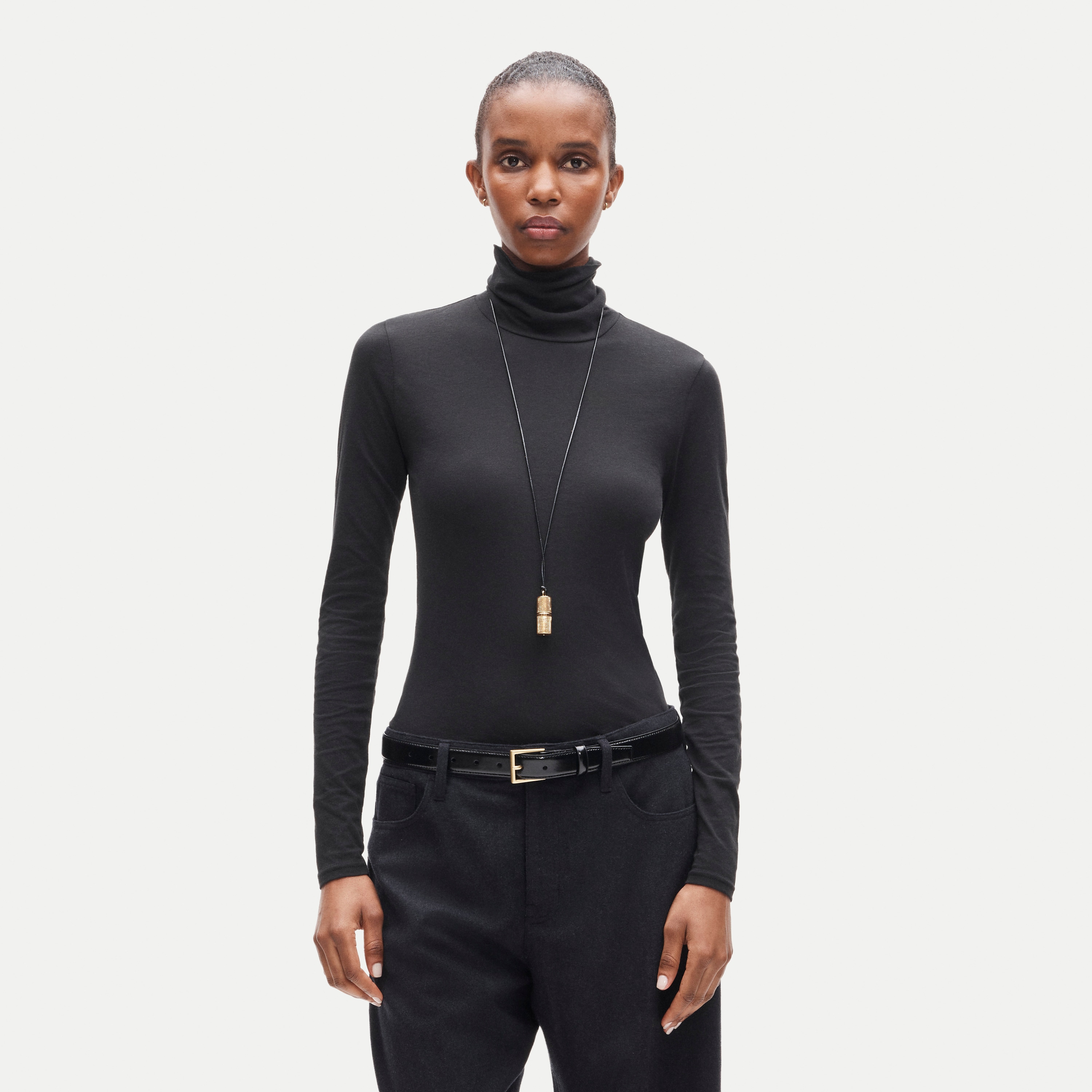 Feather jersey turtleneck