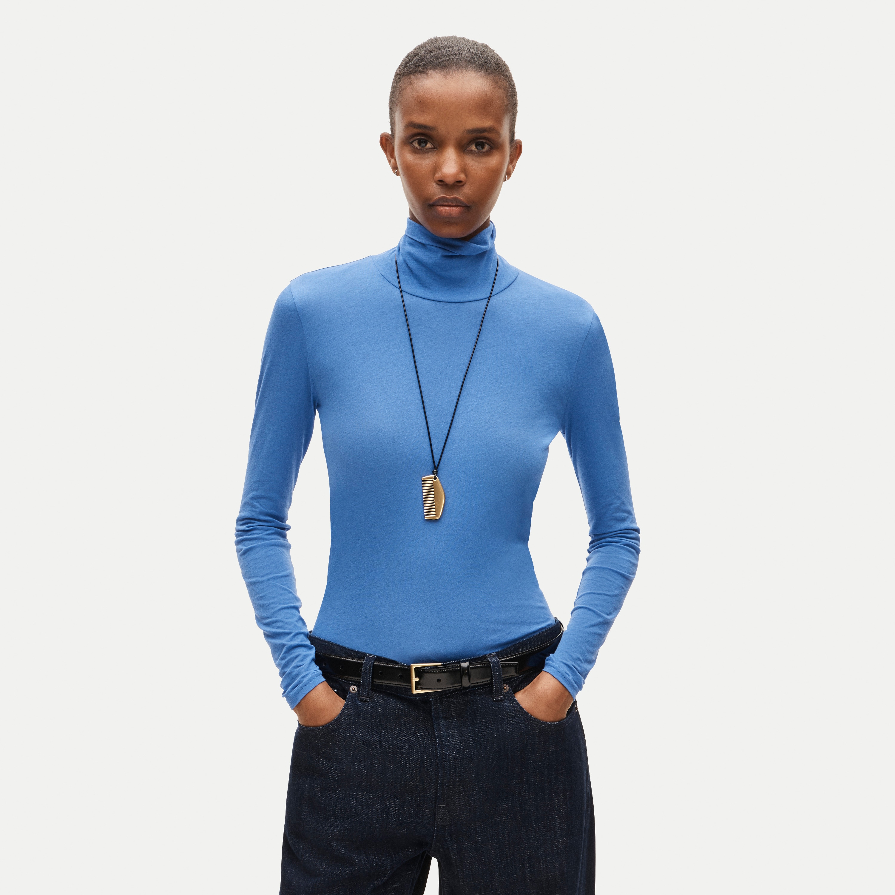 Feather jersey turtleneck