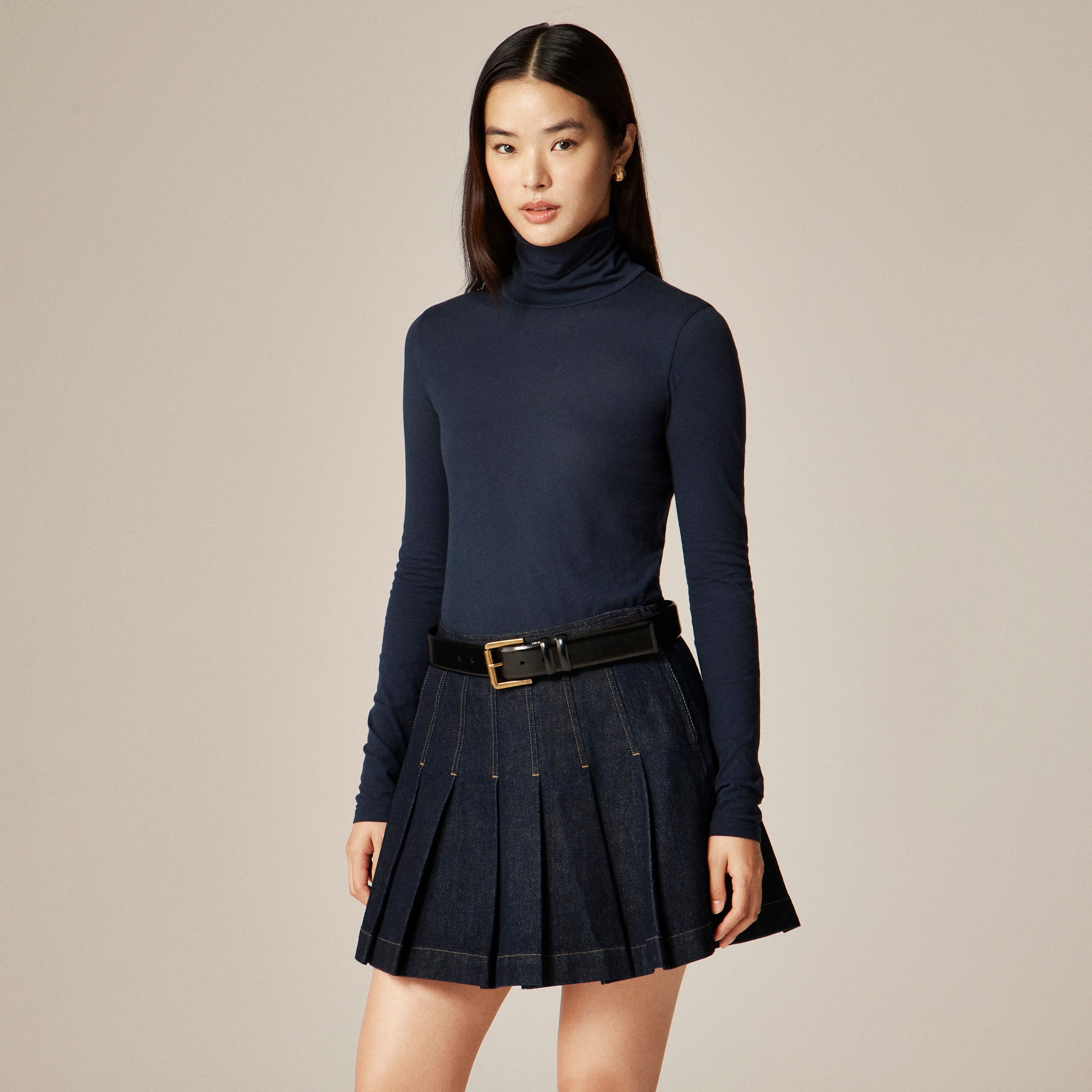 New feather jersey turtleneck