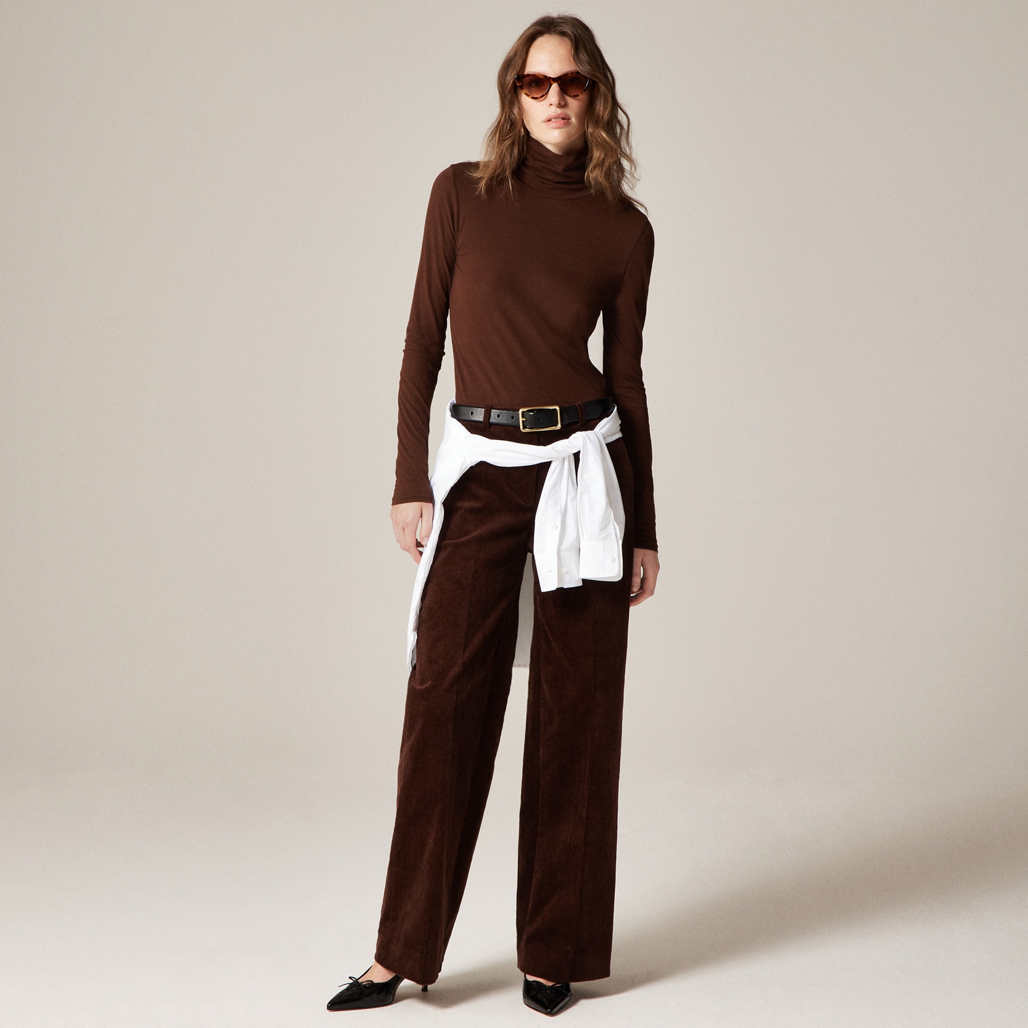 Feather jersey turtleneck