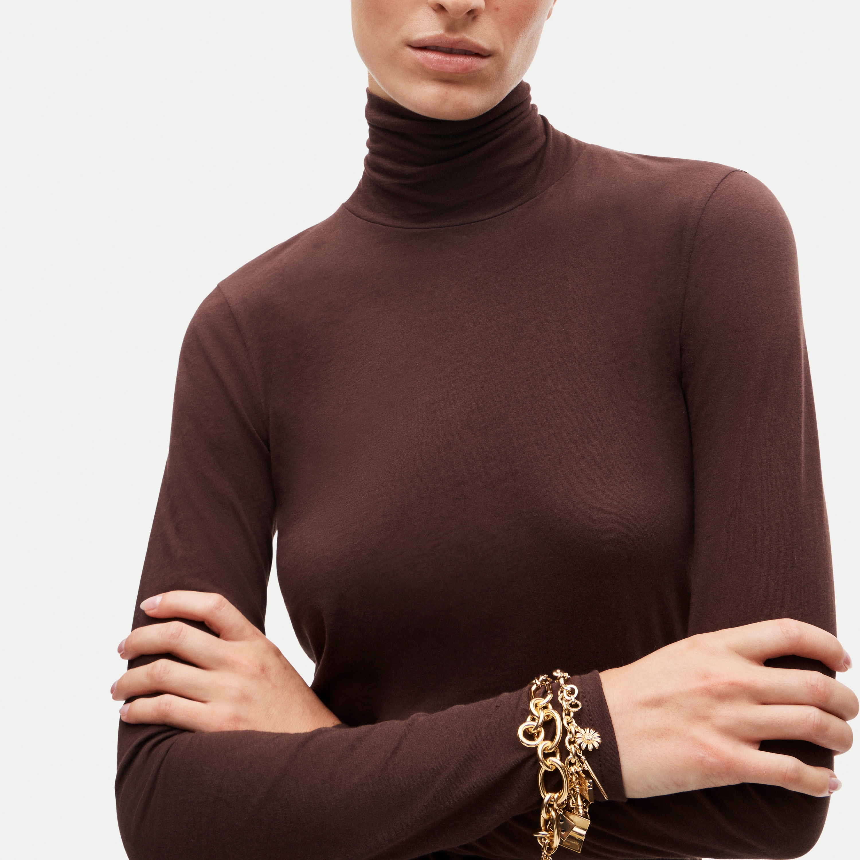 Feather jersey turtleneck