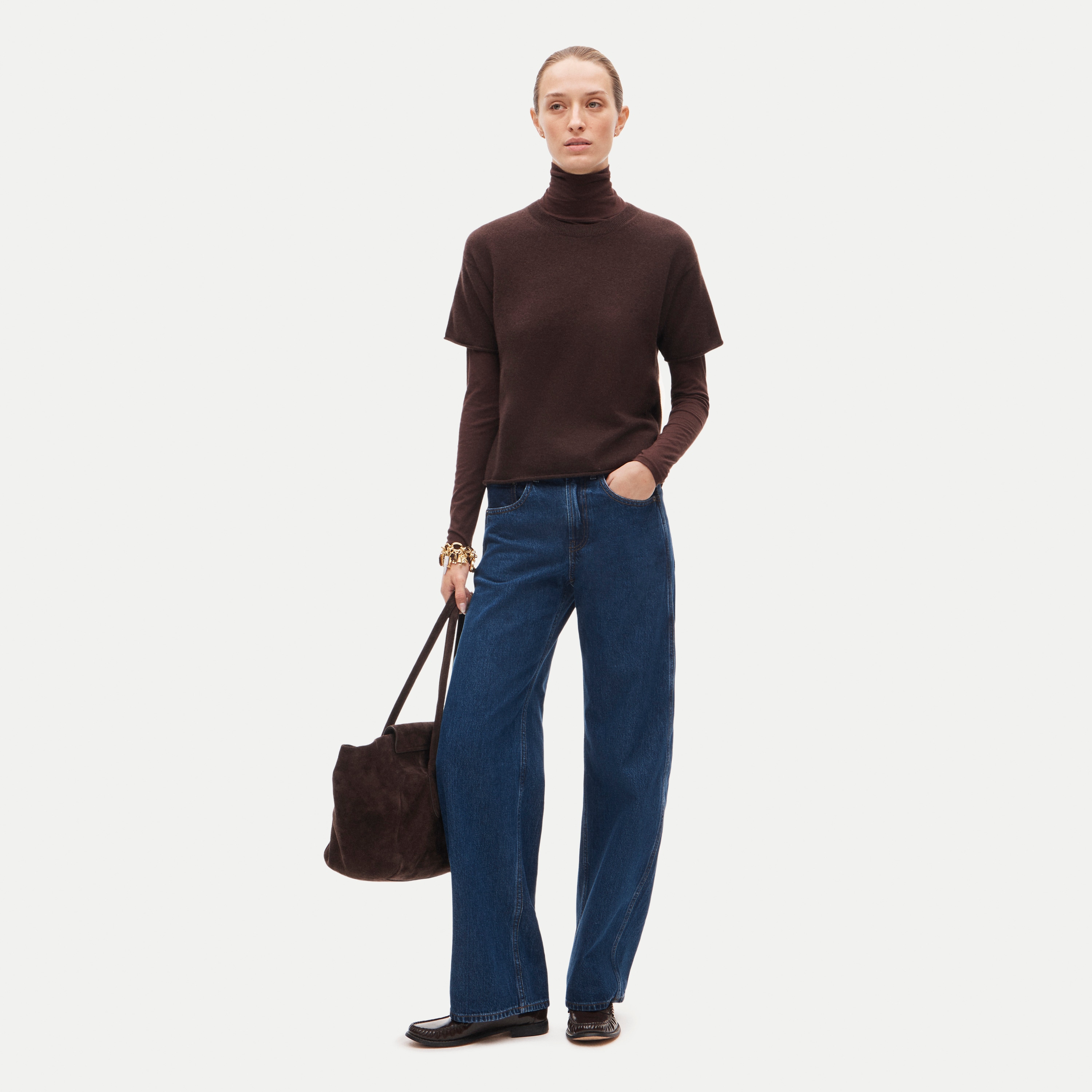 Feather jersey turtleneck