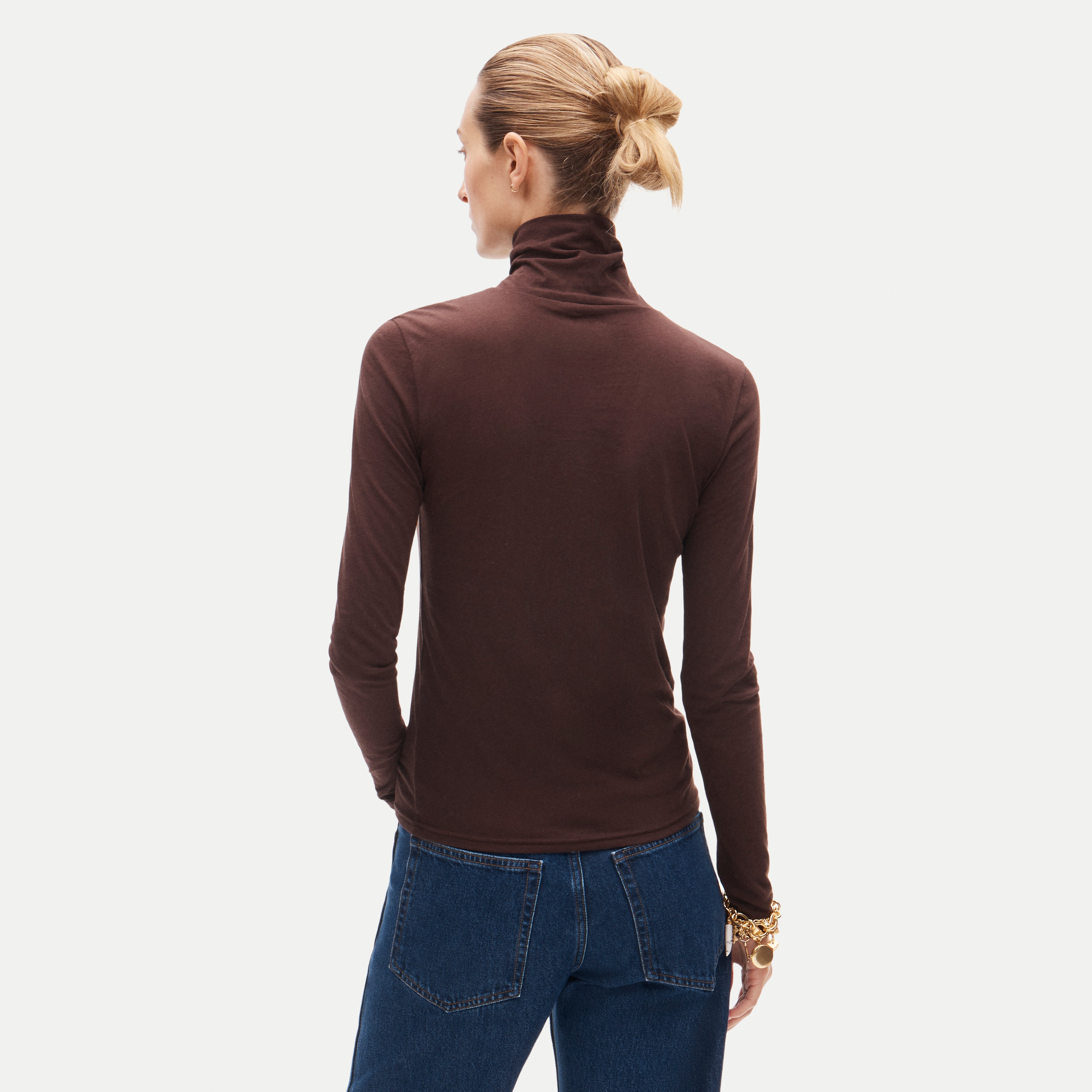 Feather jersey turtleneck