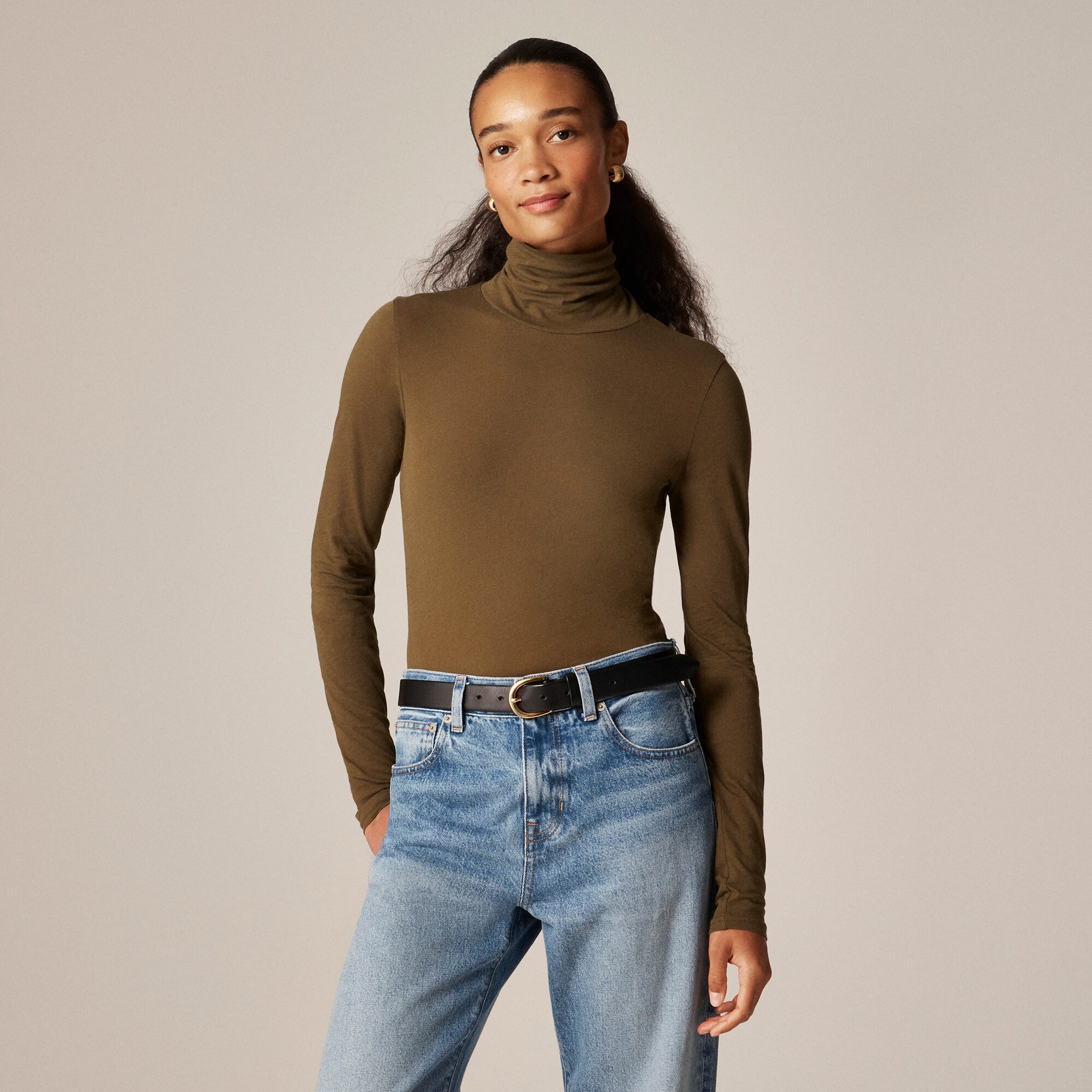 Feather jersey turtleneck
