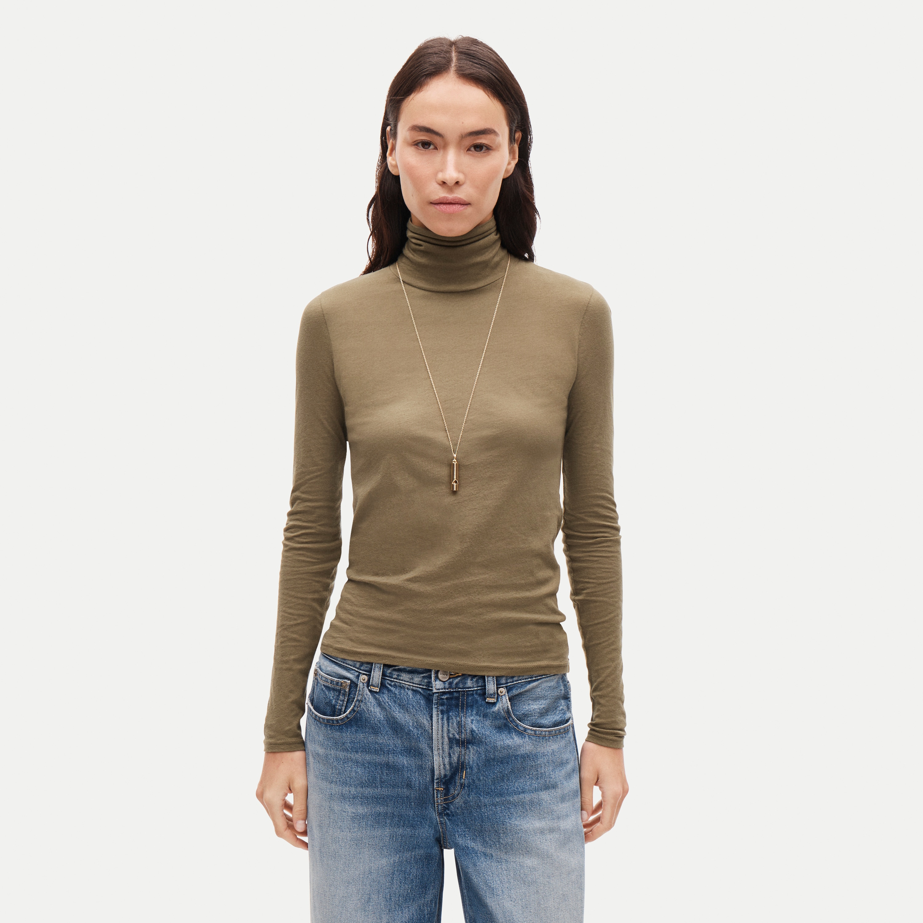 Feather jersey turtleneck