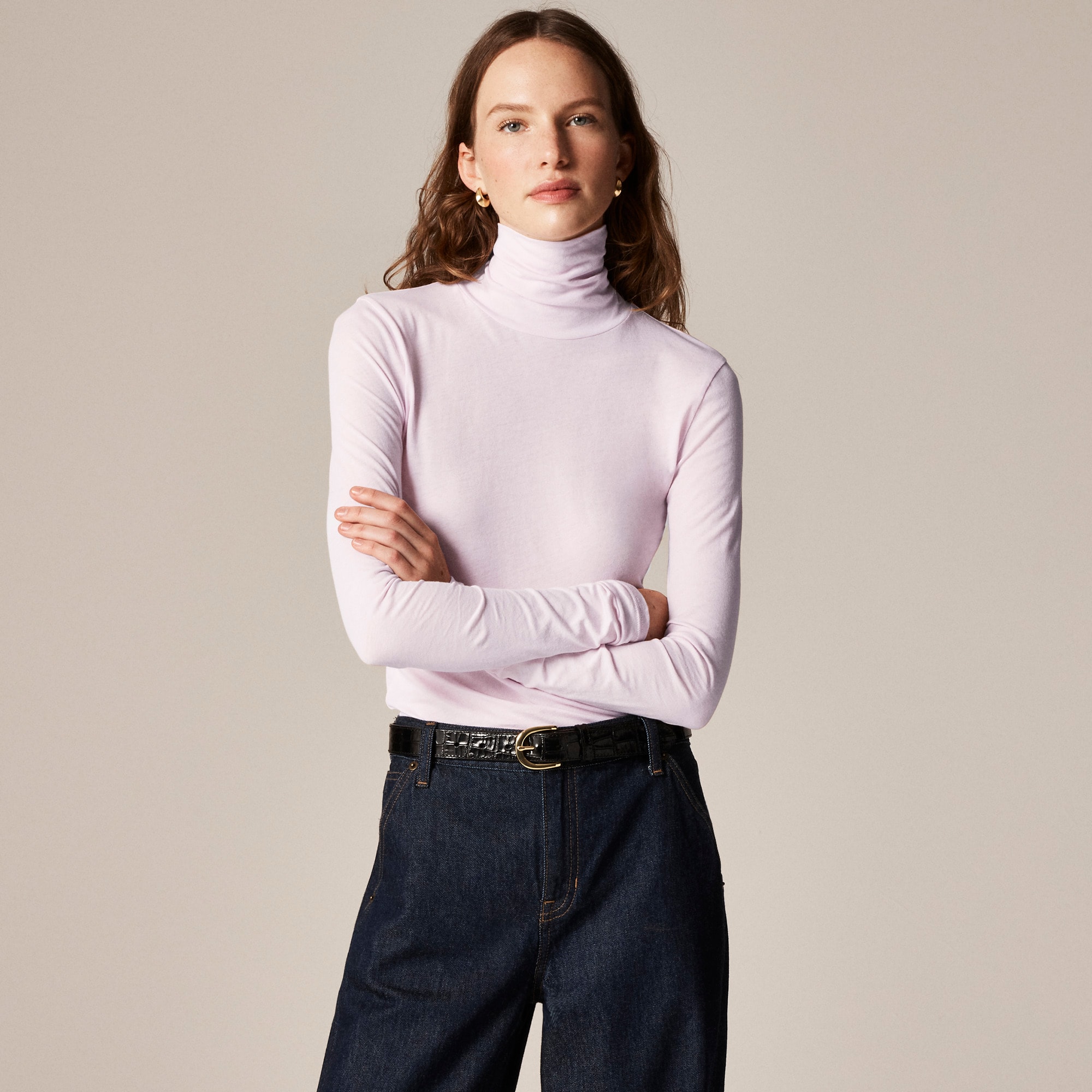  Feather jersey turtleneck