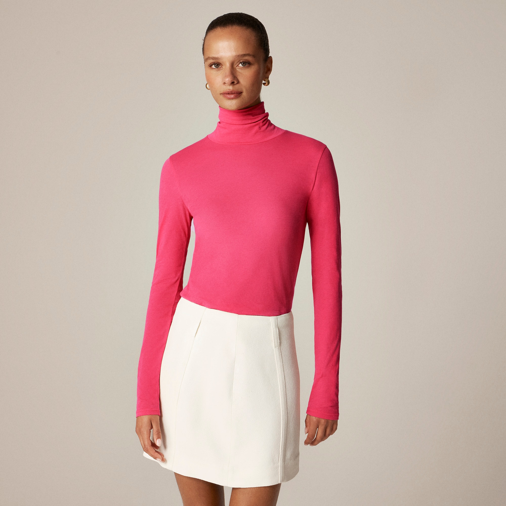 Feather jersey turtleneck