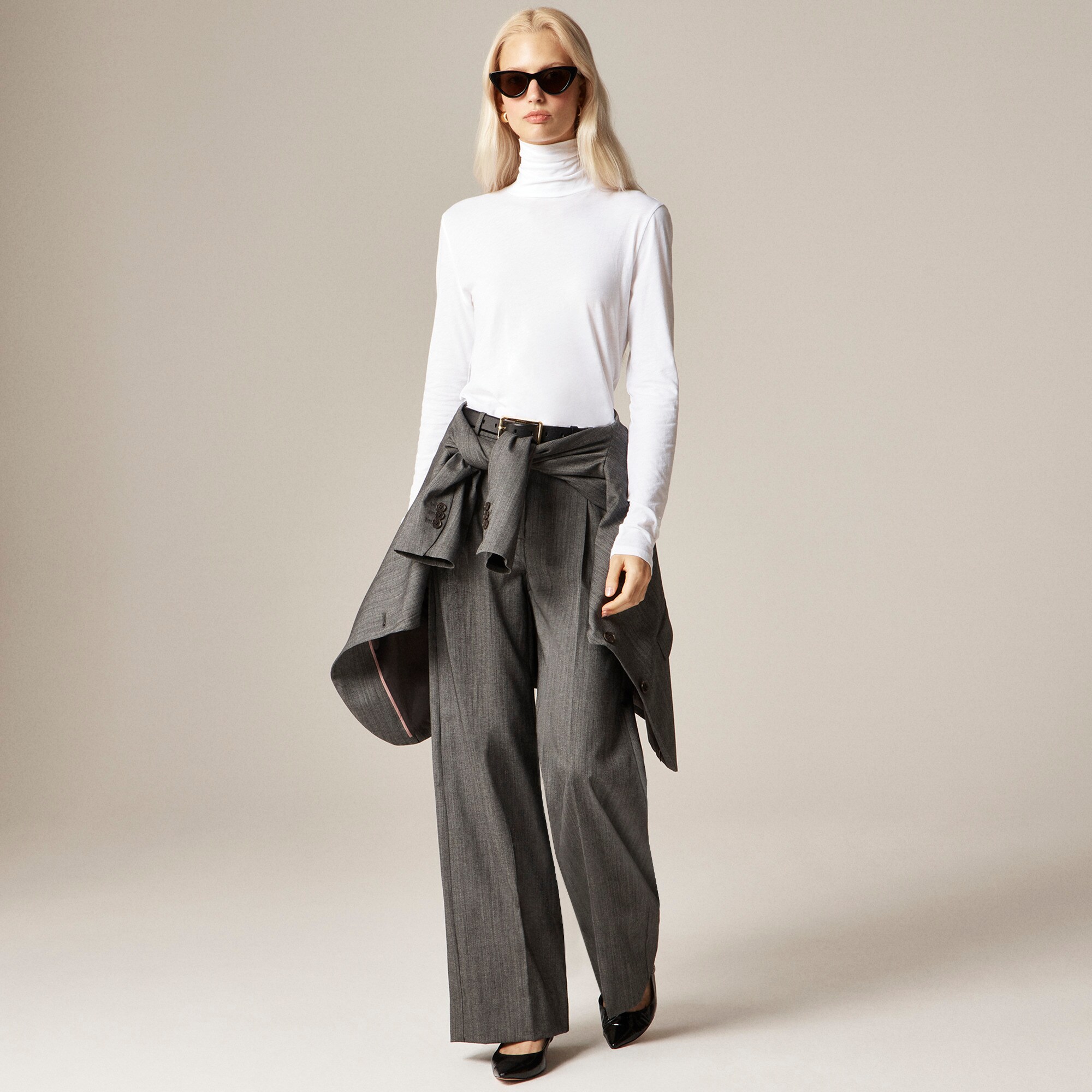 Feather jersey turtleneck