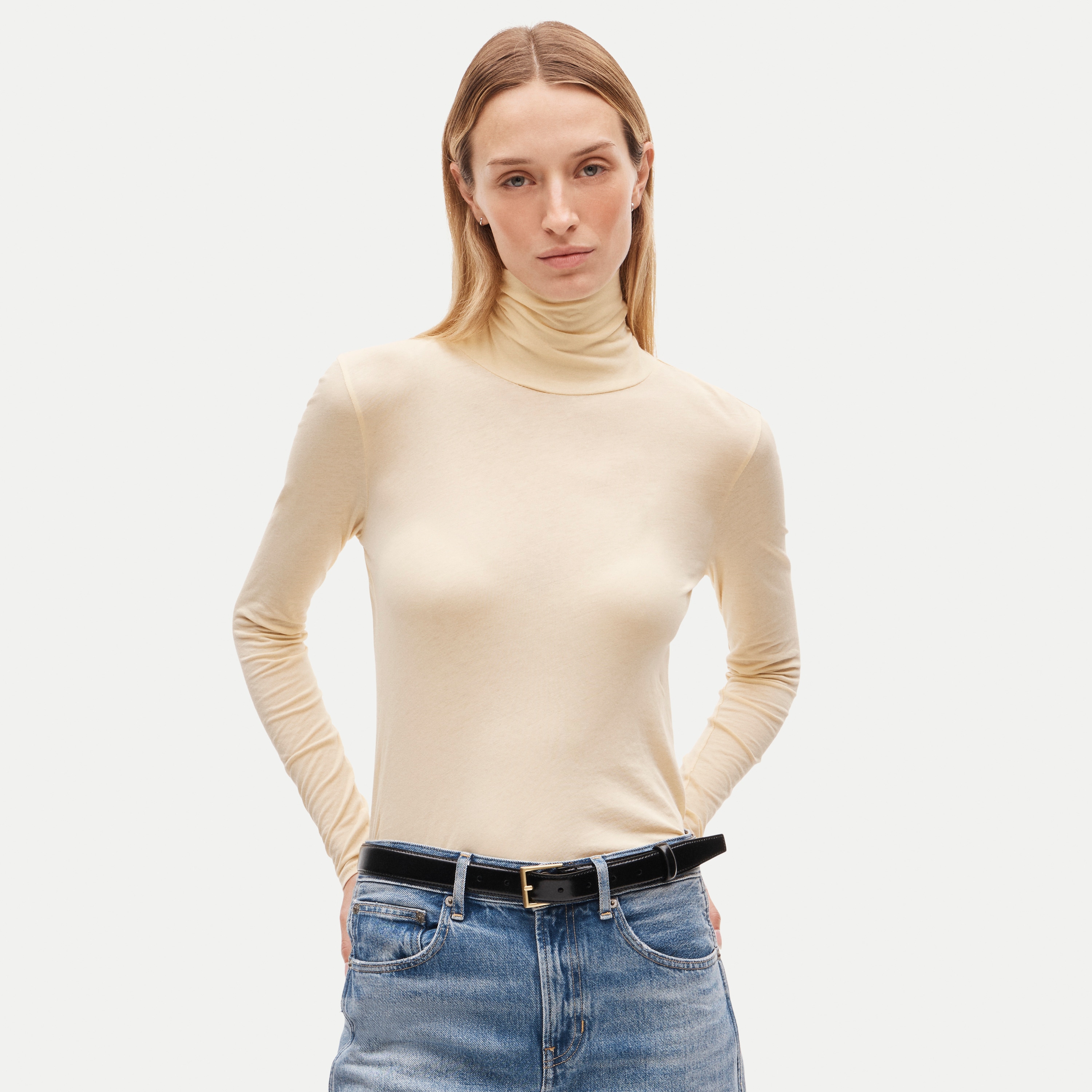 Feather jersey turtleneck