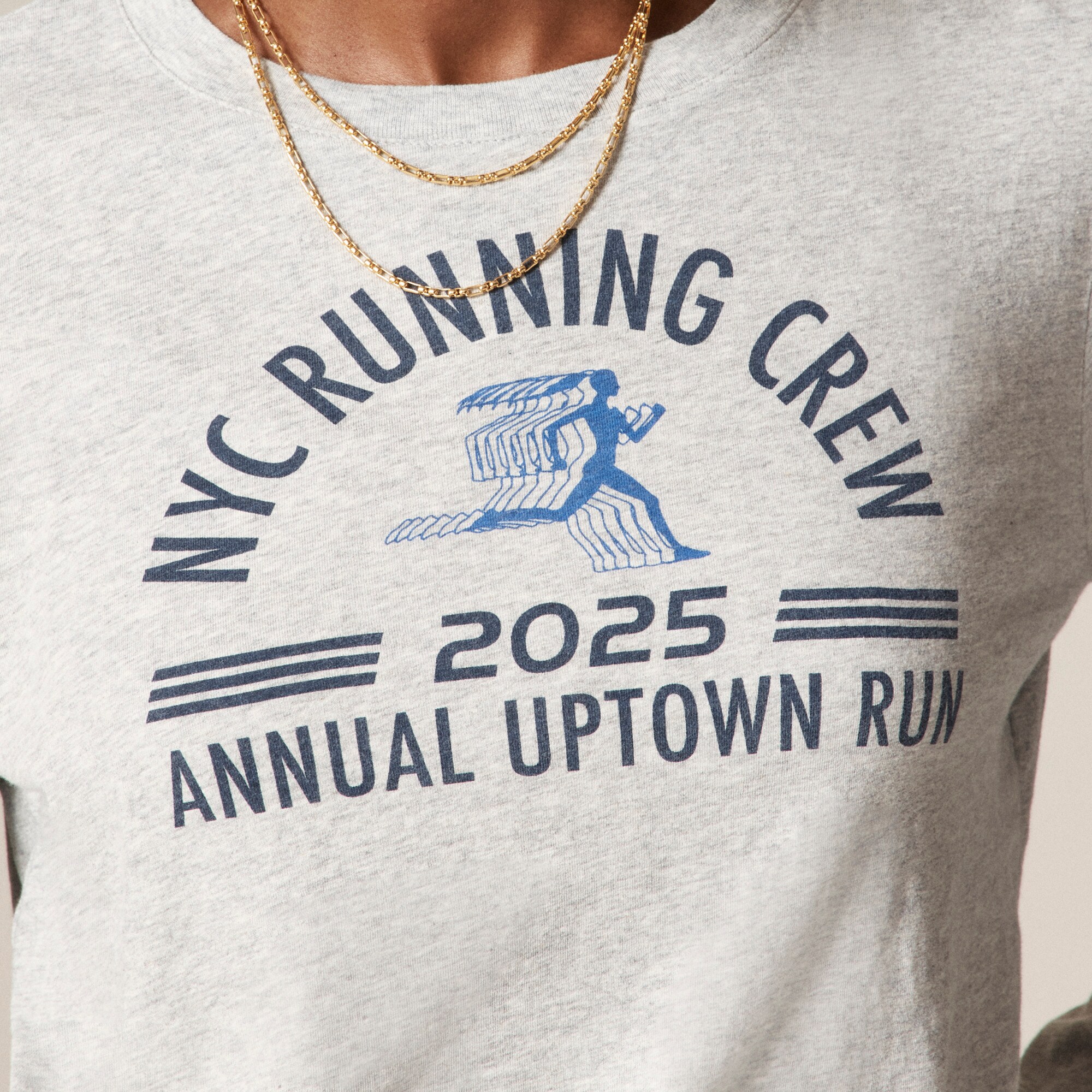 Classic-fit "Running Club" graphic T-shirt in broken-in jersey
