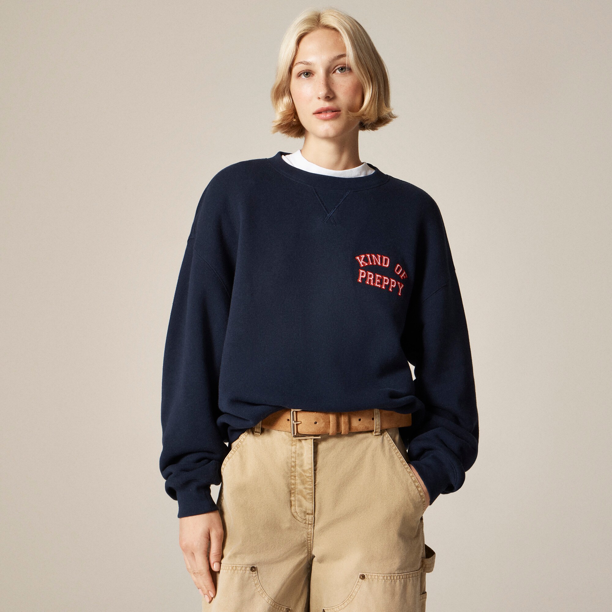 Classic-fit "Kind of Preppy" graphic crewneck in heritage terry