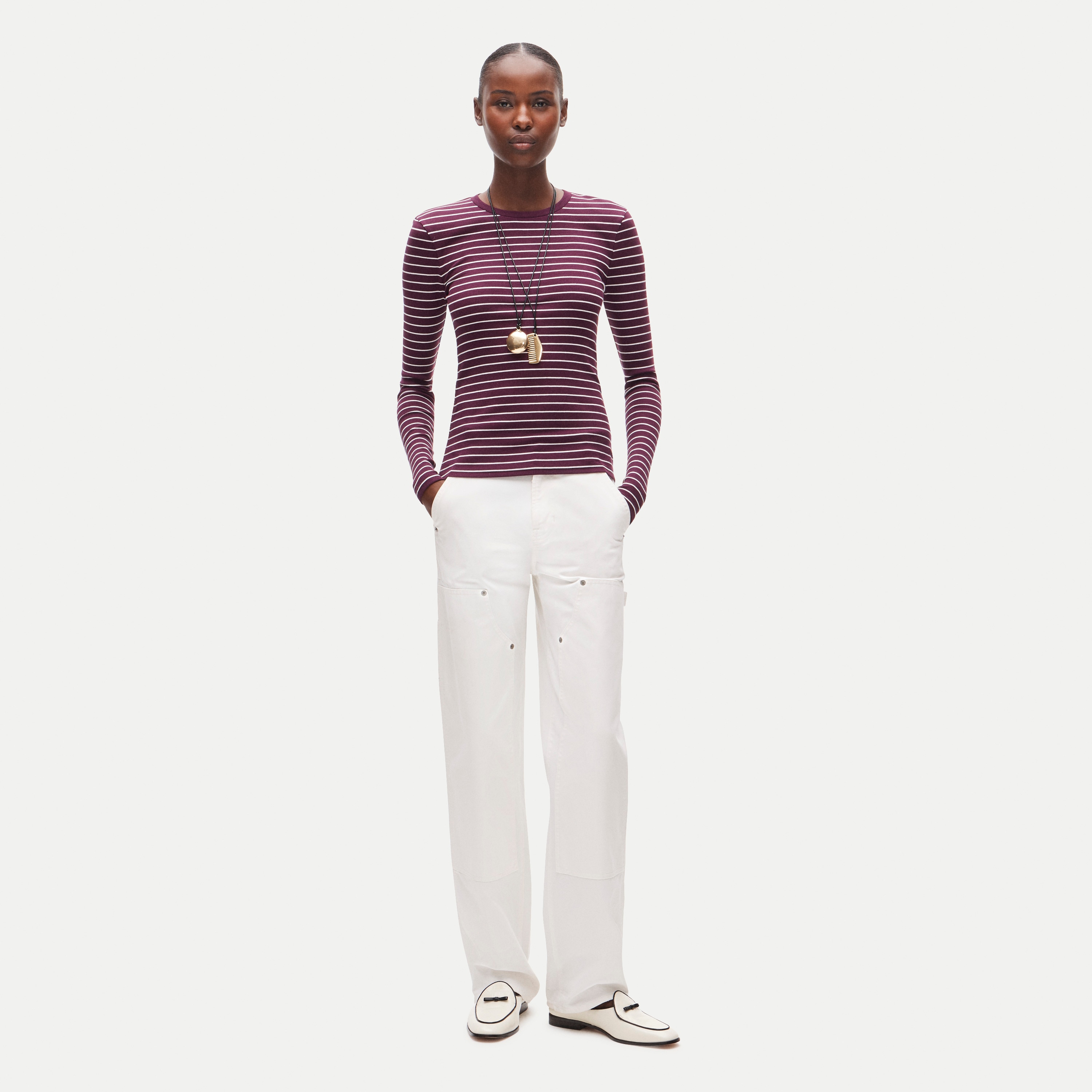 Perfect rib long-sleeve T-shirt in stripe