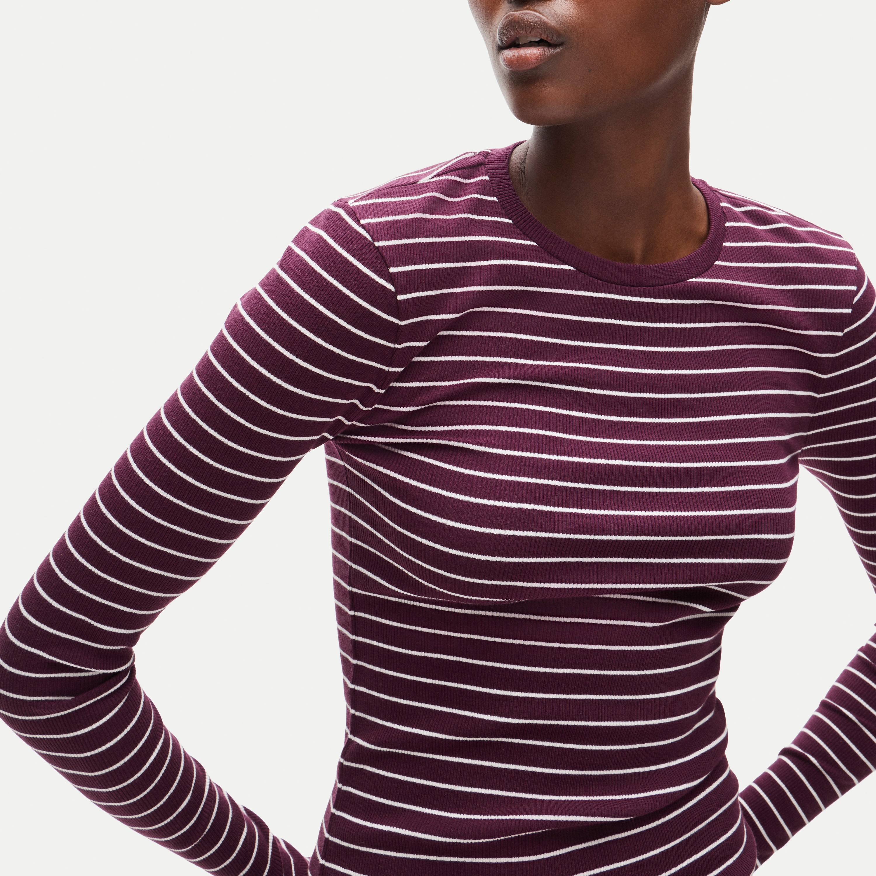 Perfect rib long-sleeve T-shirt in stripe