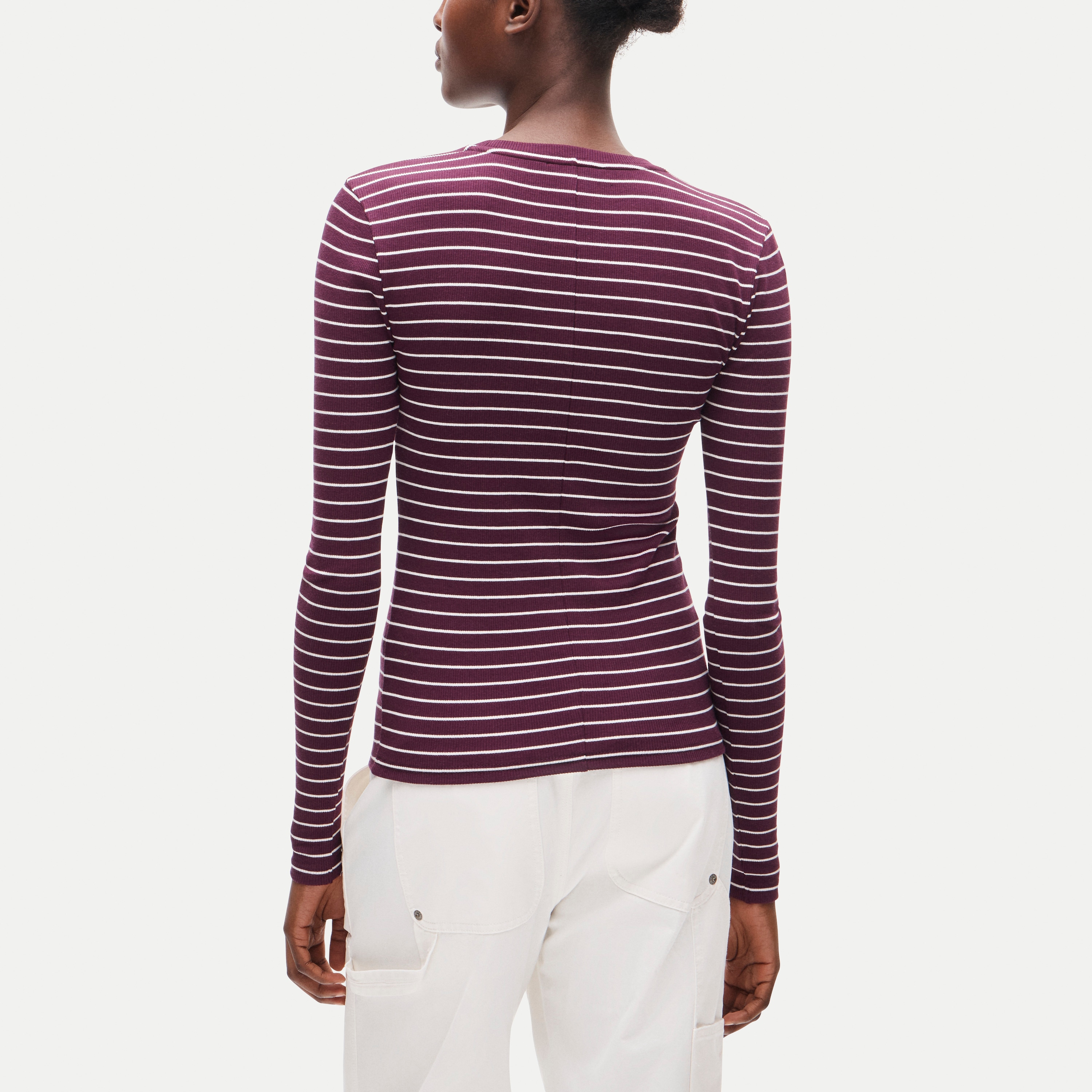 Perfect rib long-sleeve T-shirt in stripe
