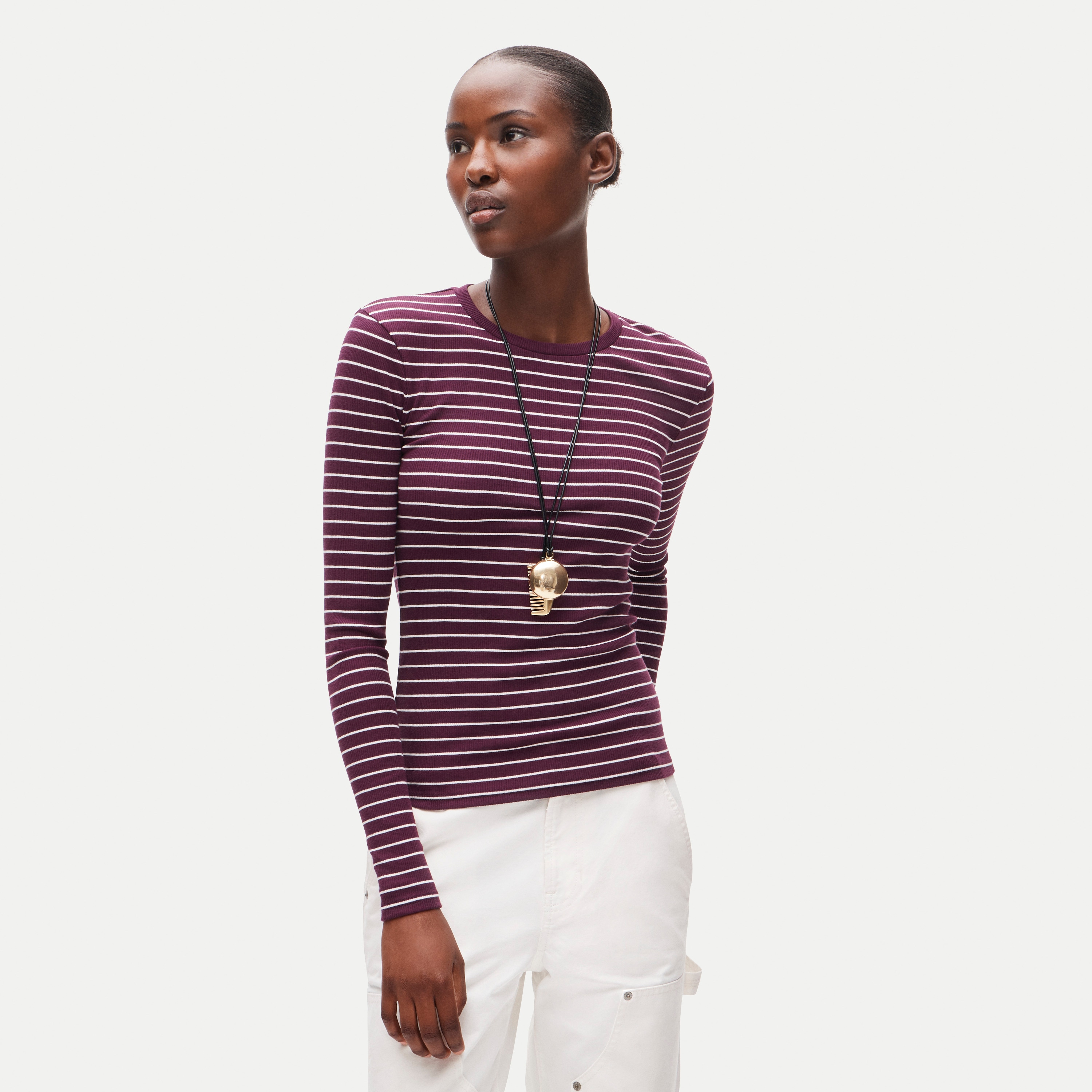 Perfect rib long-sleeve T-shirt in stripe