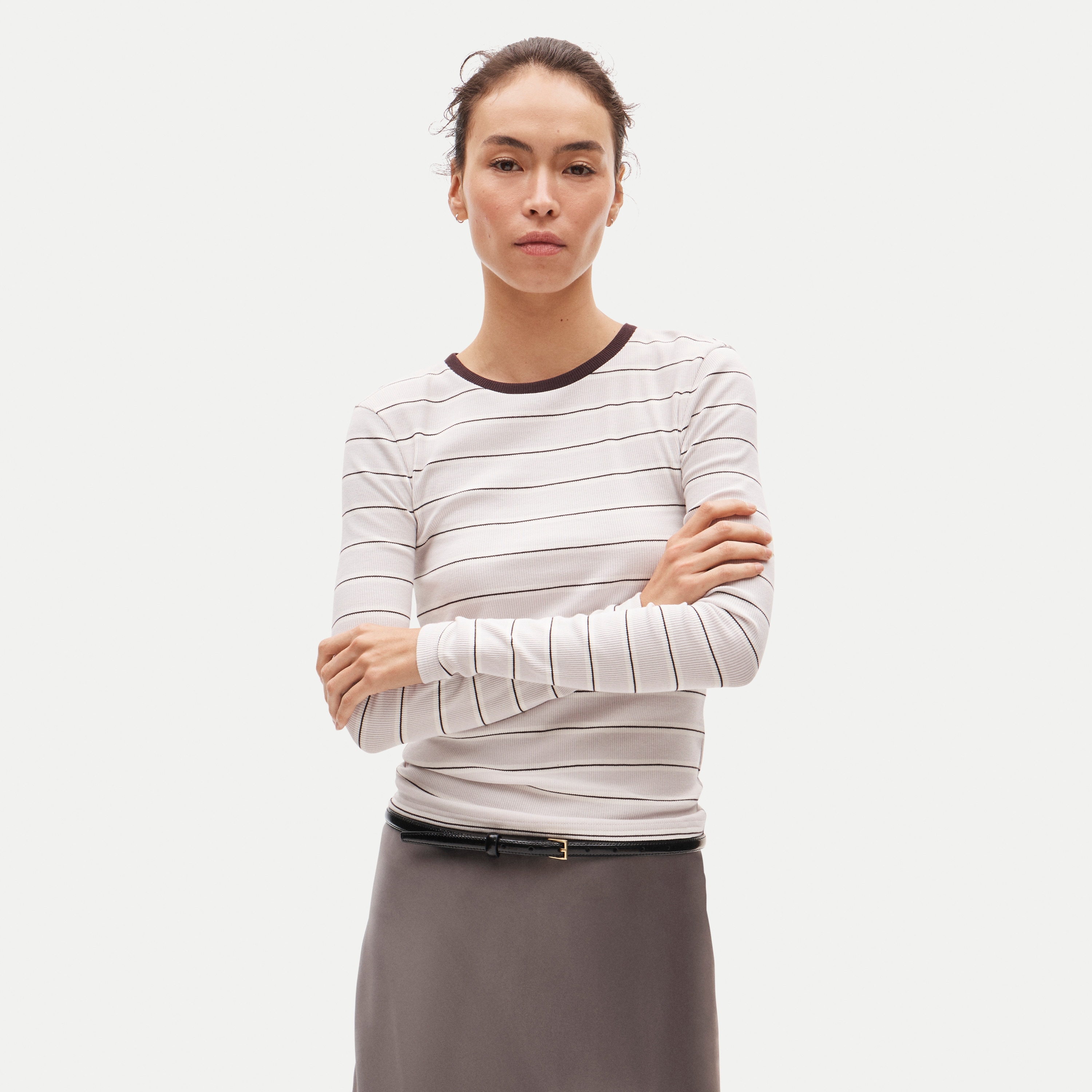 Perfect rib long-sleeve T-shirt in stripe