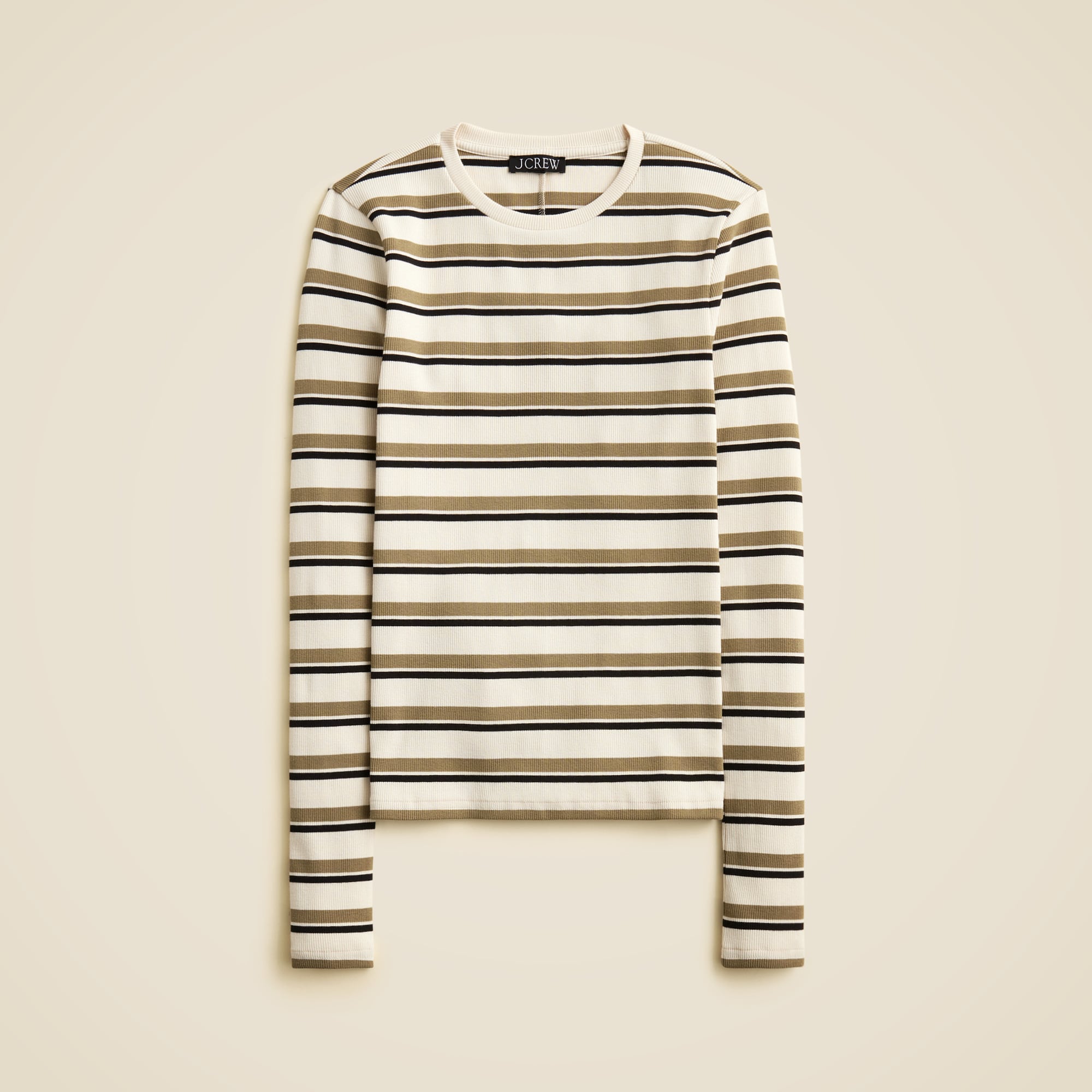 Perfect Rib Long-sleeve T-shirt In Stripe For Women | J.Crew