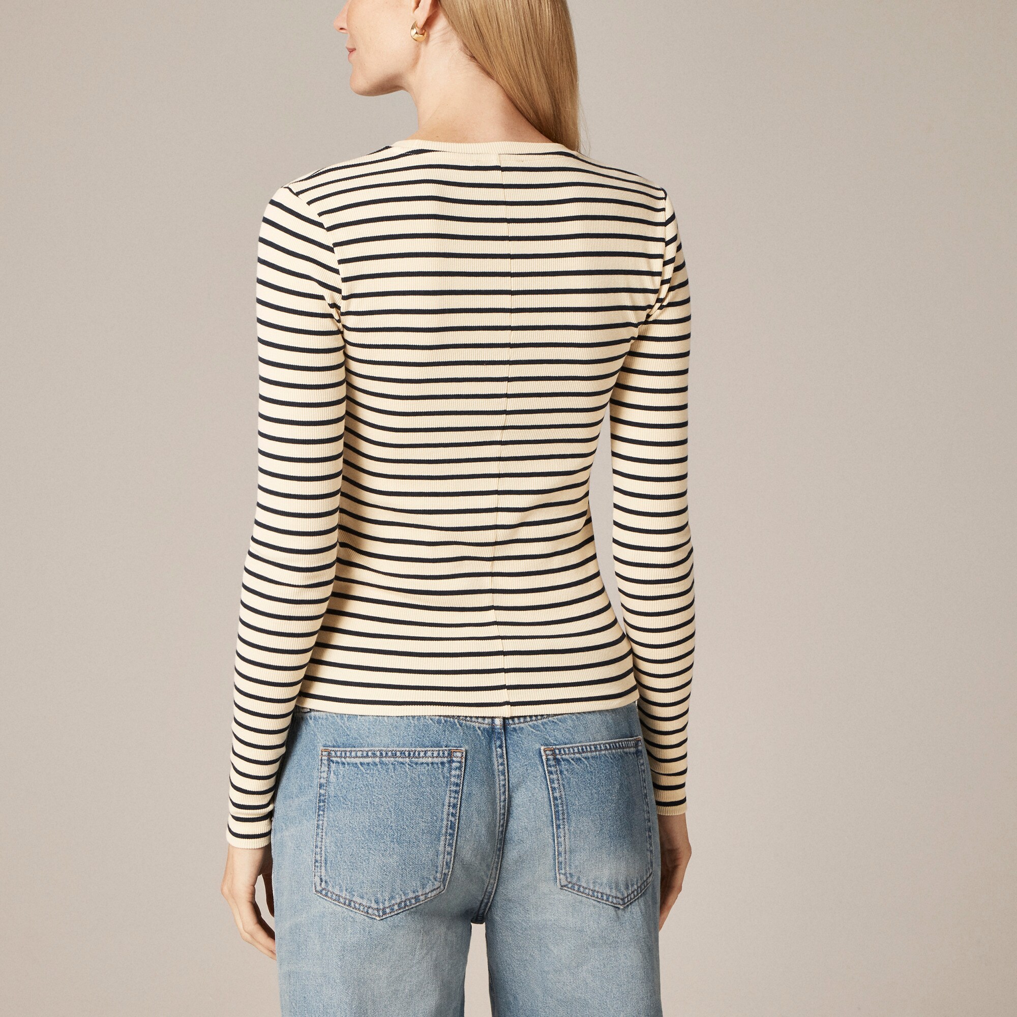 Perfect rib long-sleeve T-shirt in stripe