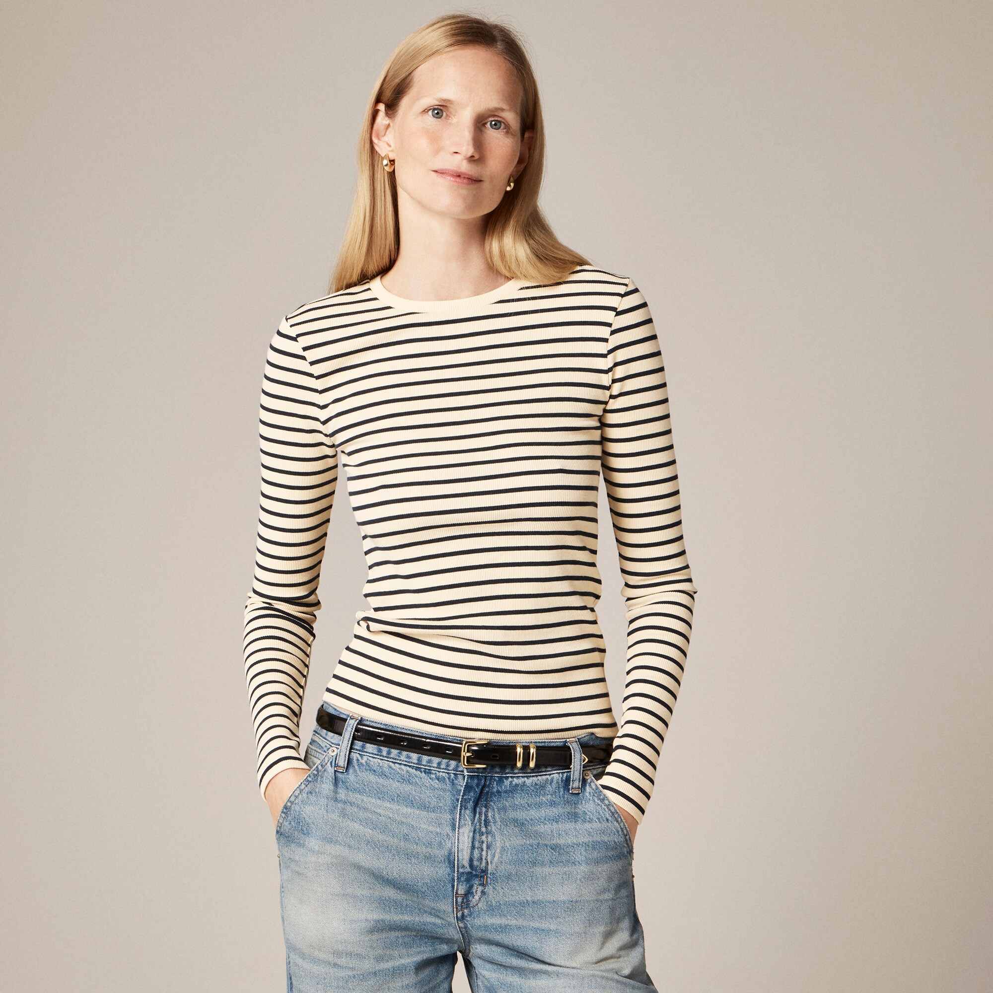 womens Perfect rib long-sleeve T-shirt in stripe