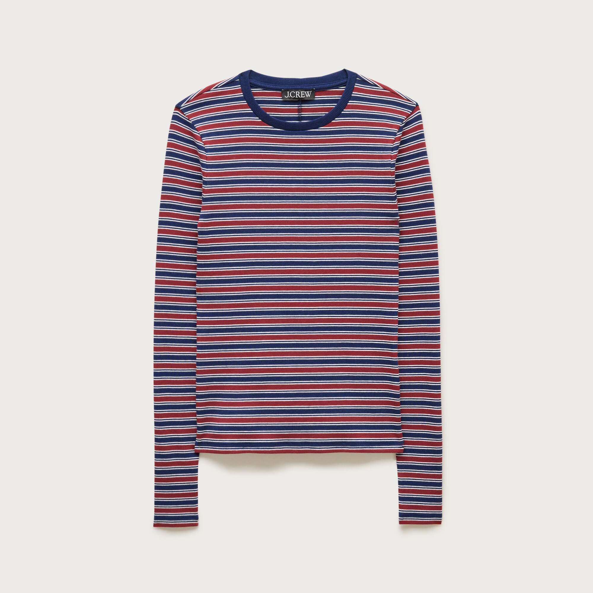 Perfect Rib Long-sleeve T-shirt In Stripe For Women | J.Crew