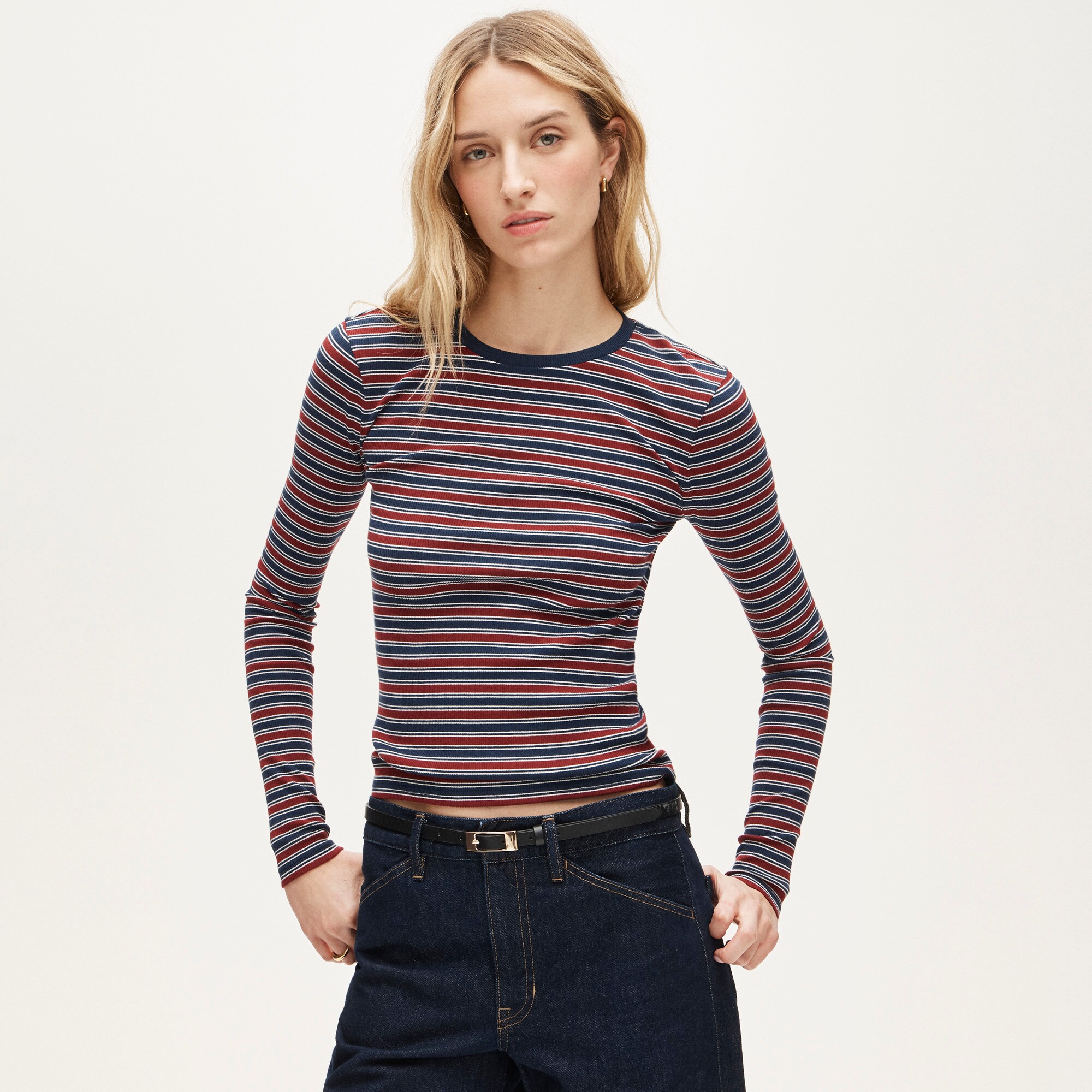  Perfect rib long-sleeve T-shirt in stripe