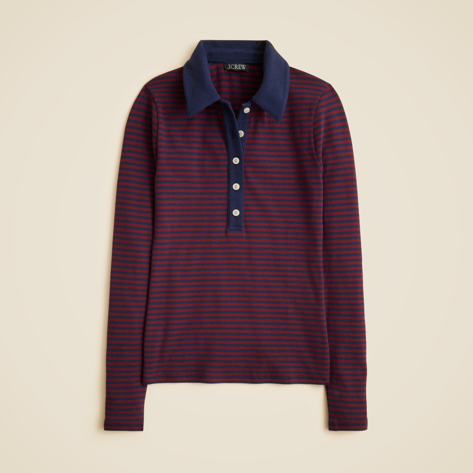 Perfect Rib Polo Shirt In Stripe For Women | J.Crew