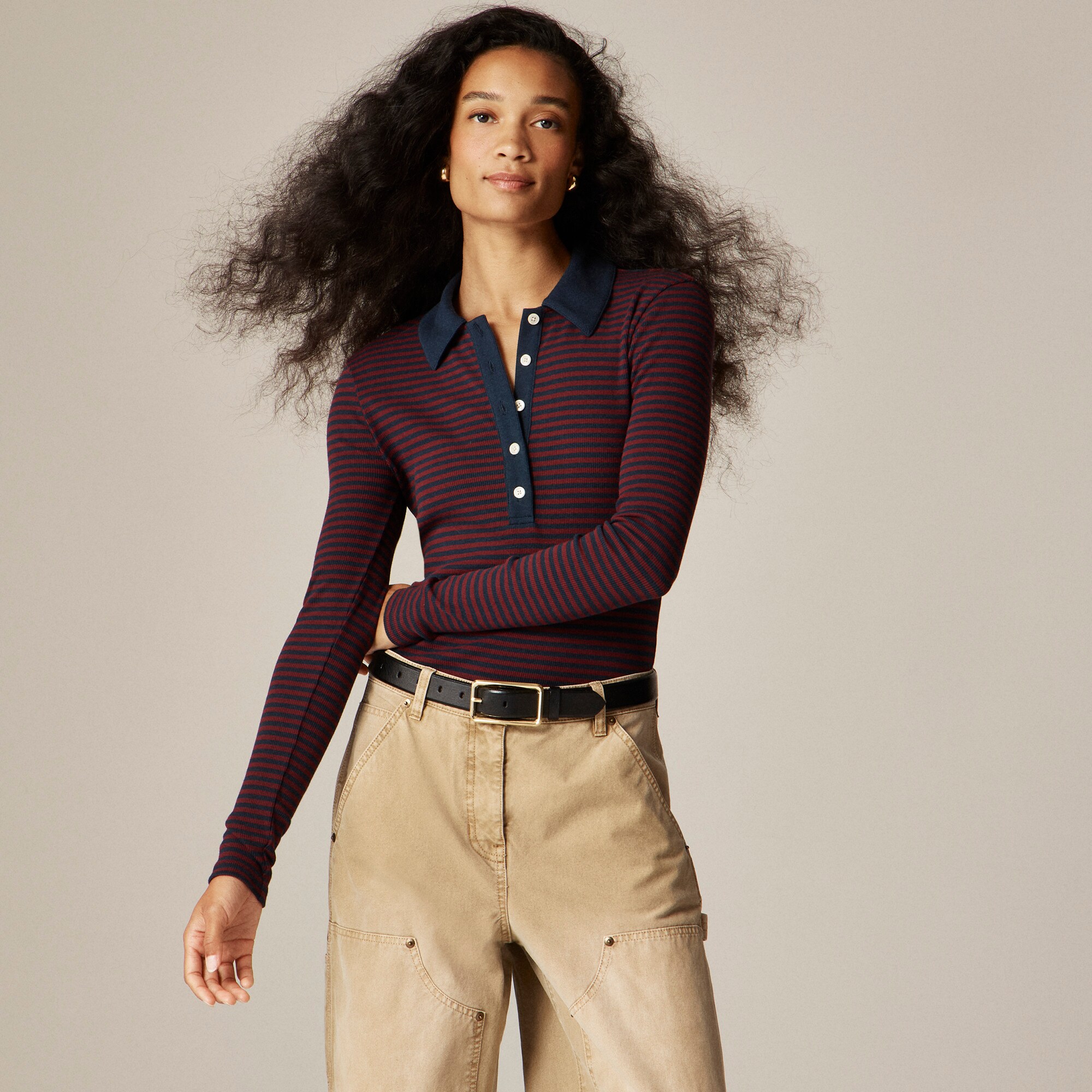  Perfect rib polo shirt in stripe