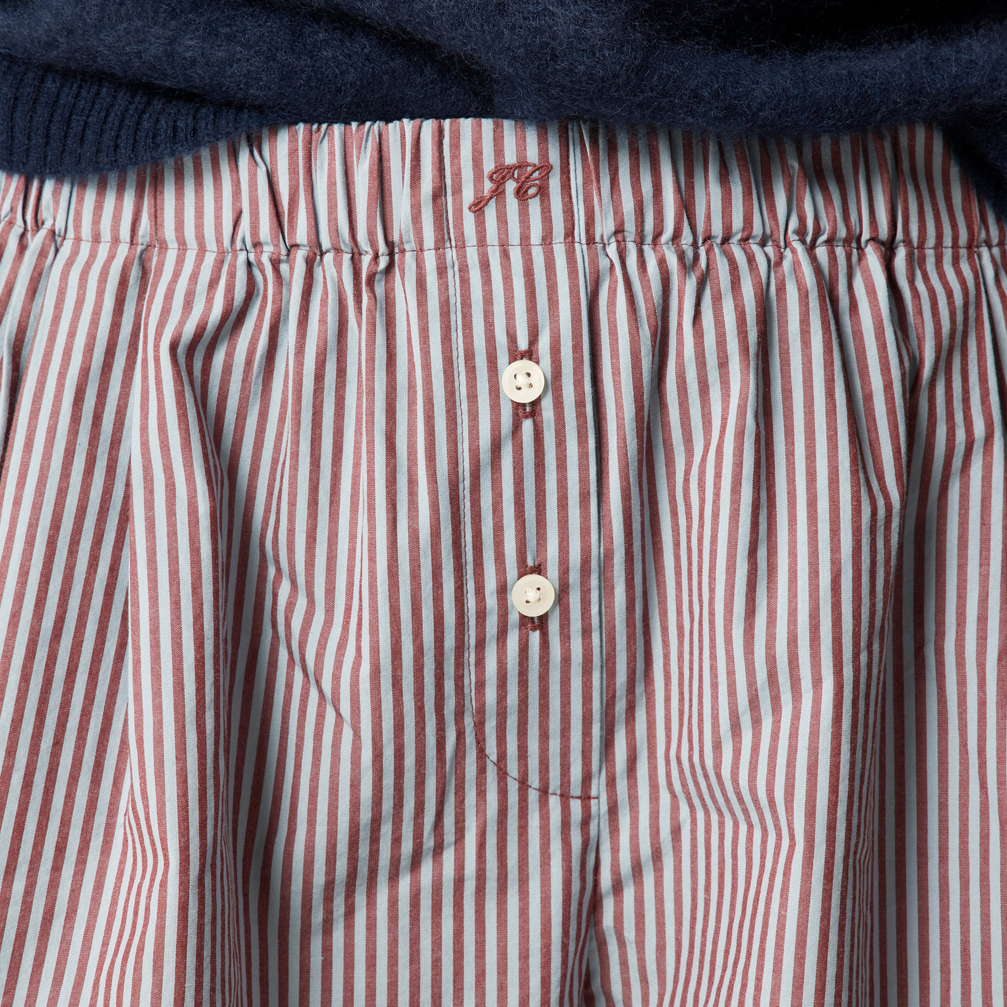 Boxer short in striped cotton poplin