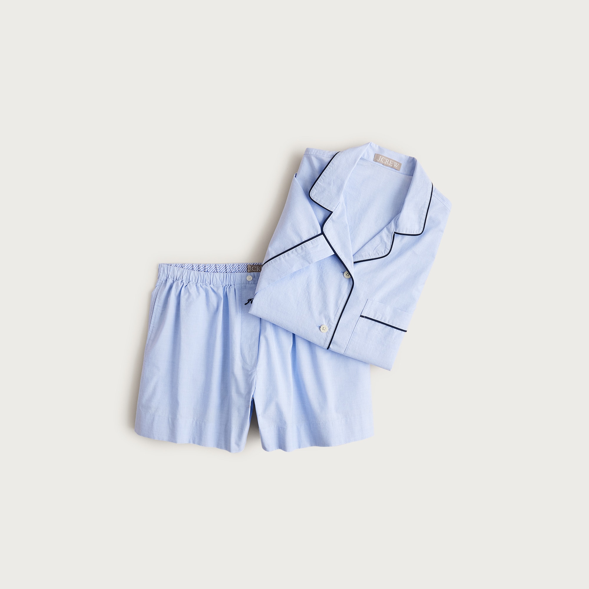 Pajama short set in end-on-end cotton