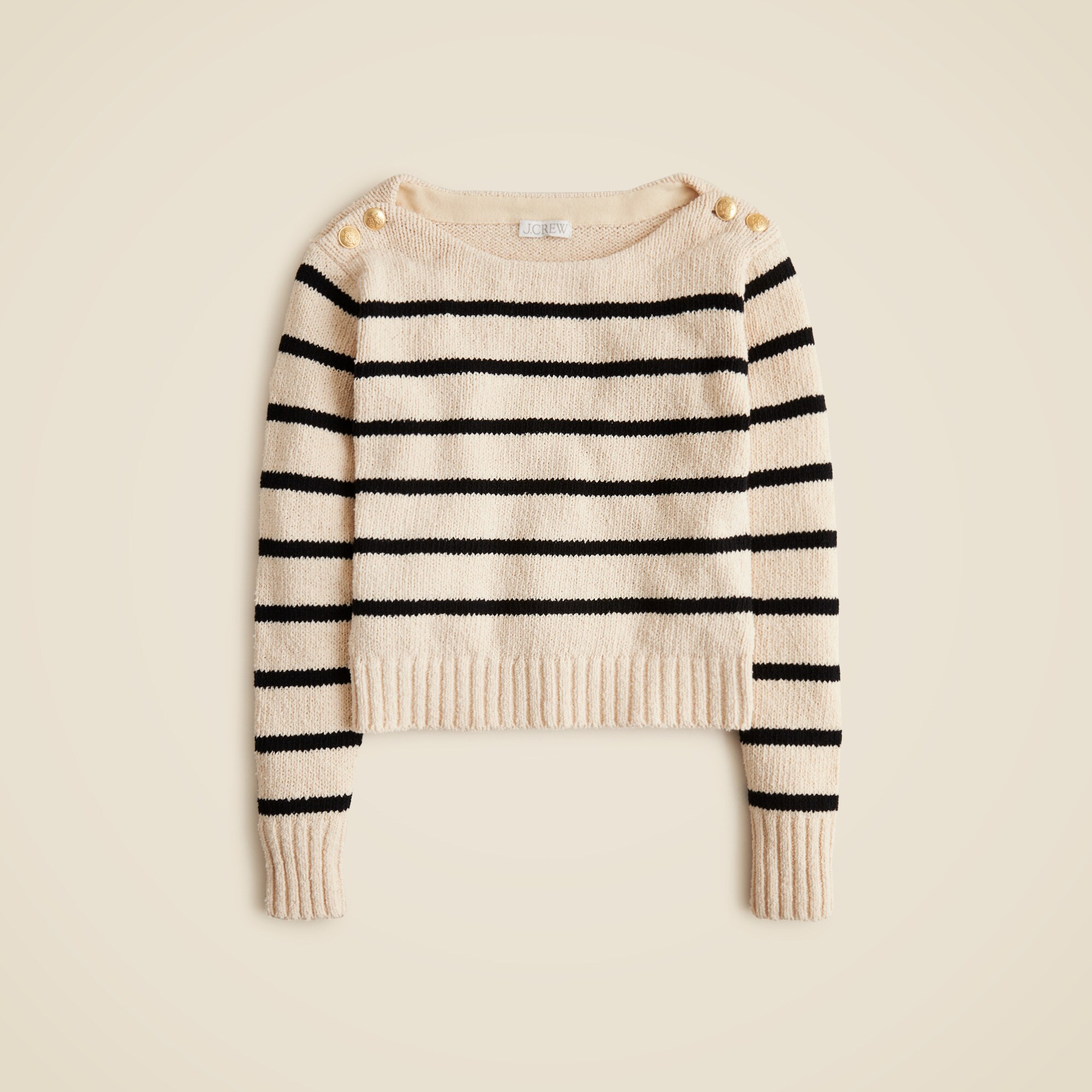 Marina Boatneck Sweater With Gold Buttons For Women | J.Crew