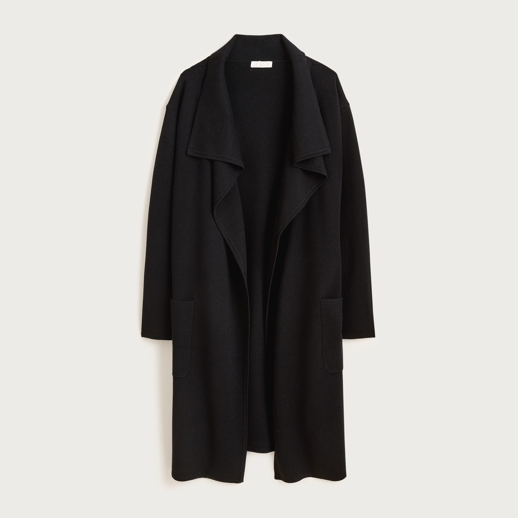 Long sweater blazer with side slits