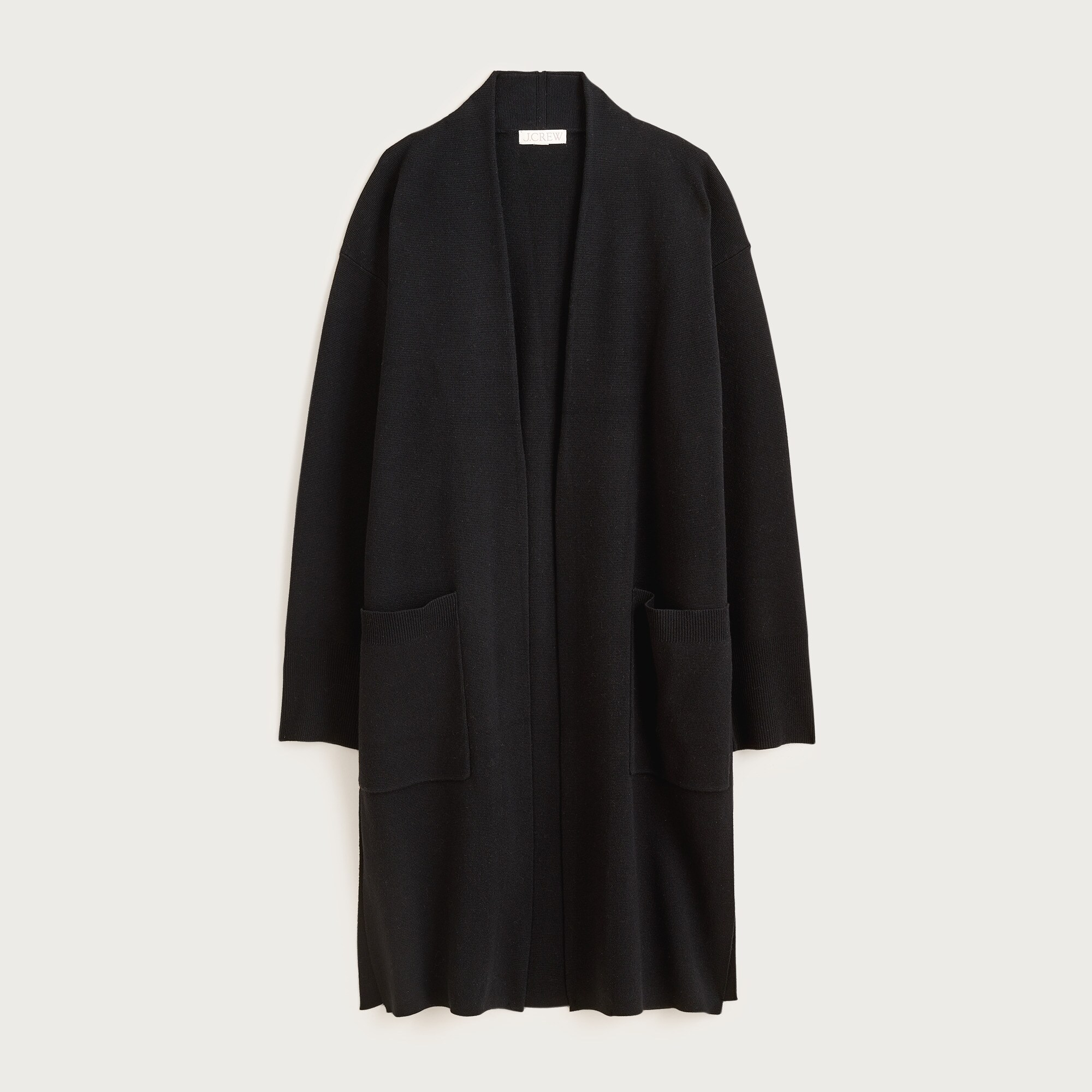 Long sweater blazer with side slits