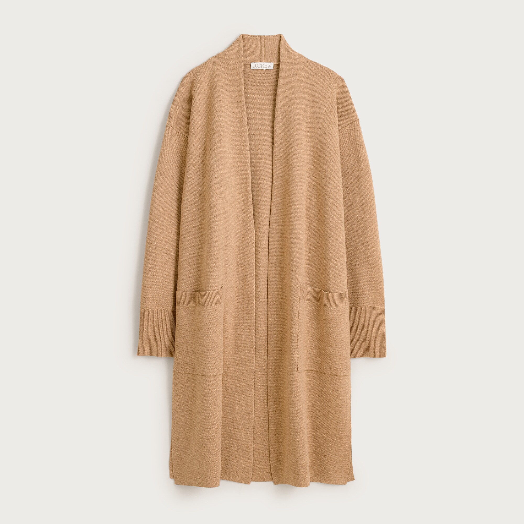 Long sweater blazer with side slits