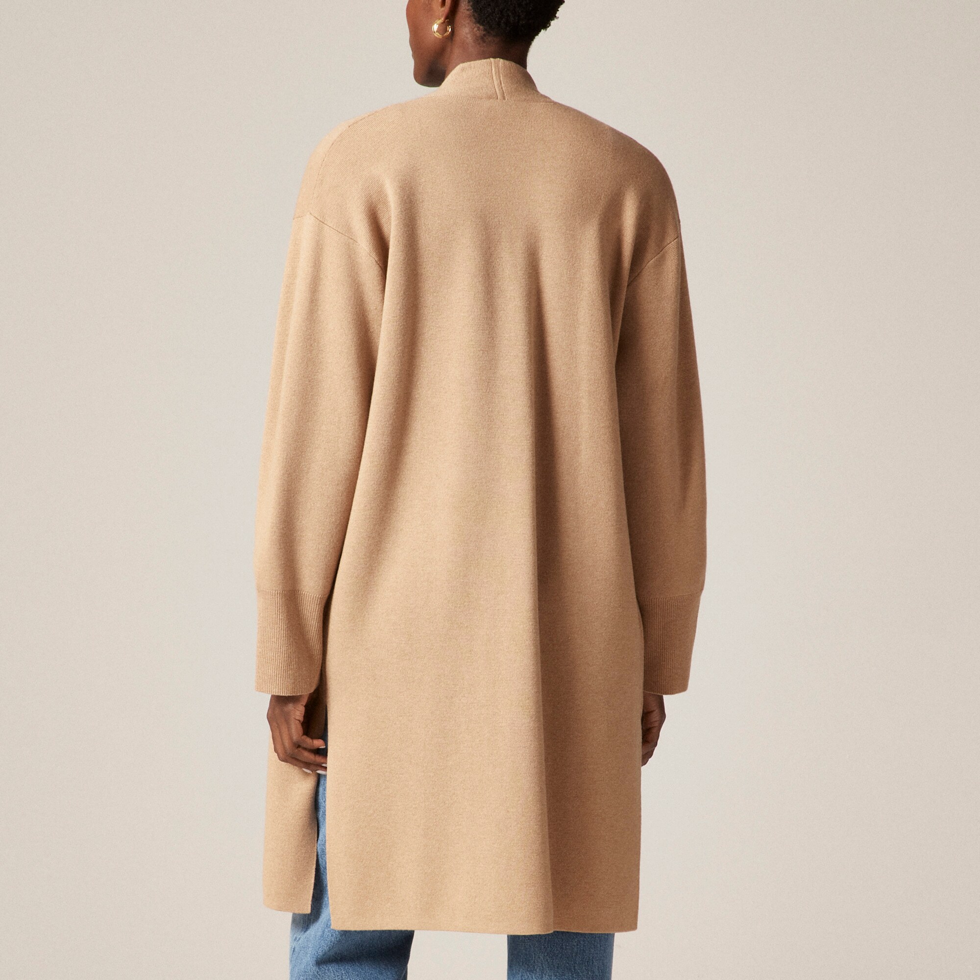 Long sweater blazer with side slits
