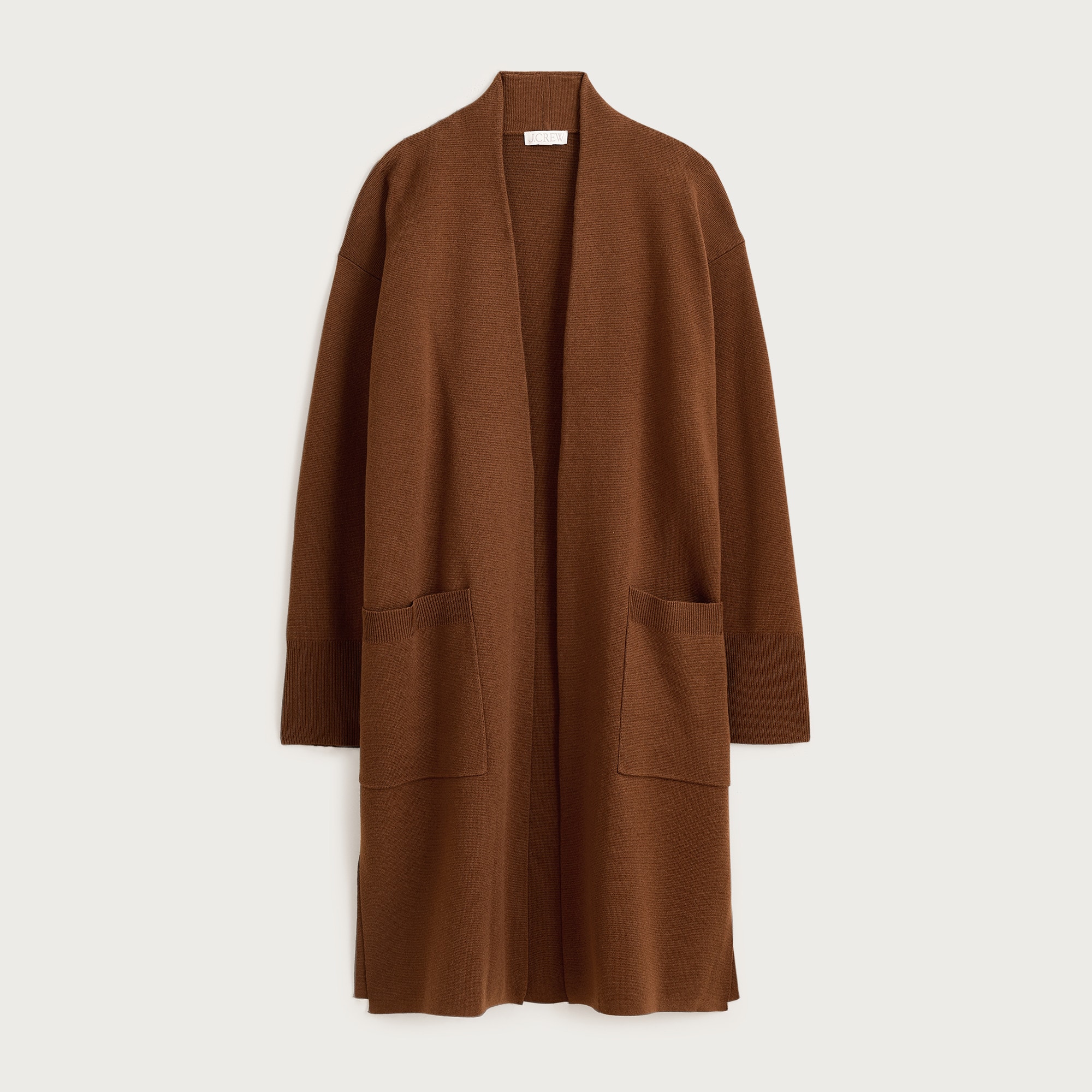 Long sweater blazer with side slits - image 5