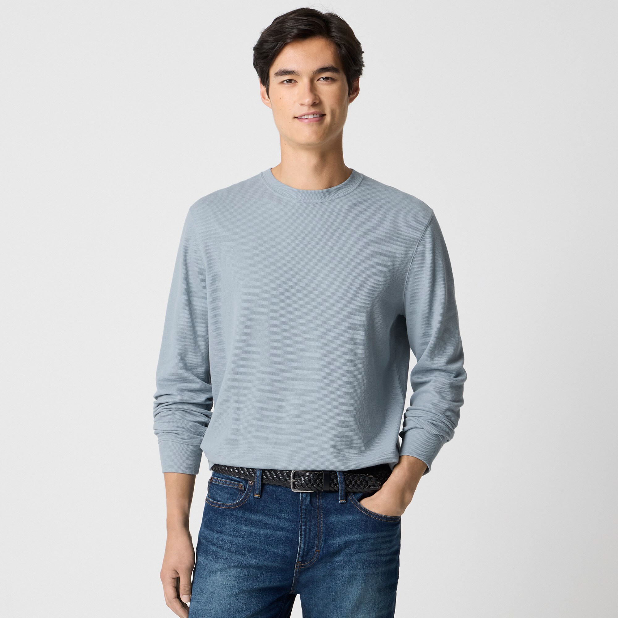 Long-sleeve thermal crewneck tee