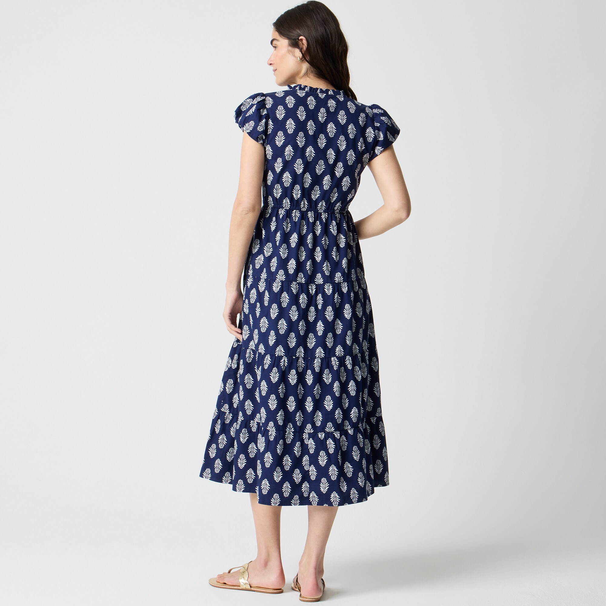 Tall V-neck puff-sleeve maxi dress