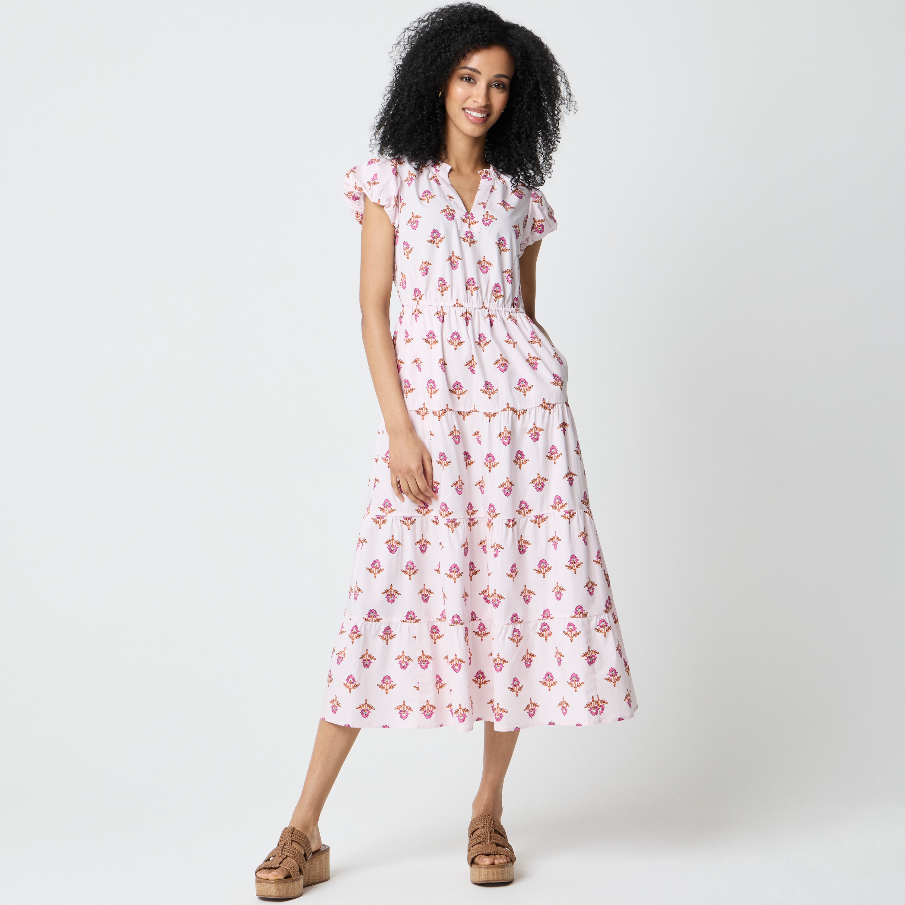 women fall wedding dresses guest Midi Cross Back Sleeveless Dress for Tall Women in Sunset Coral