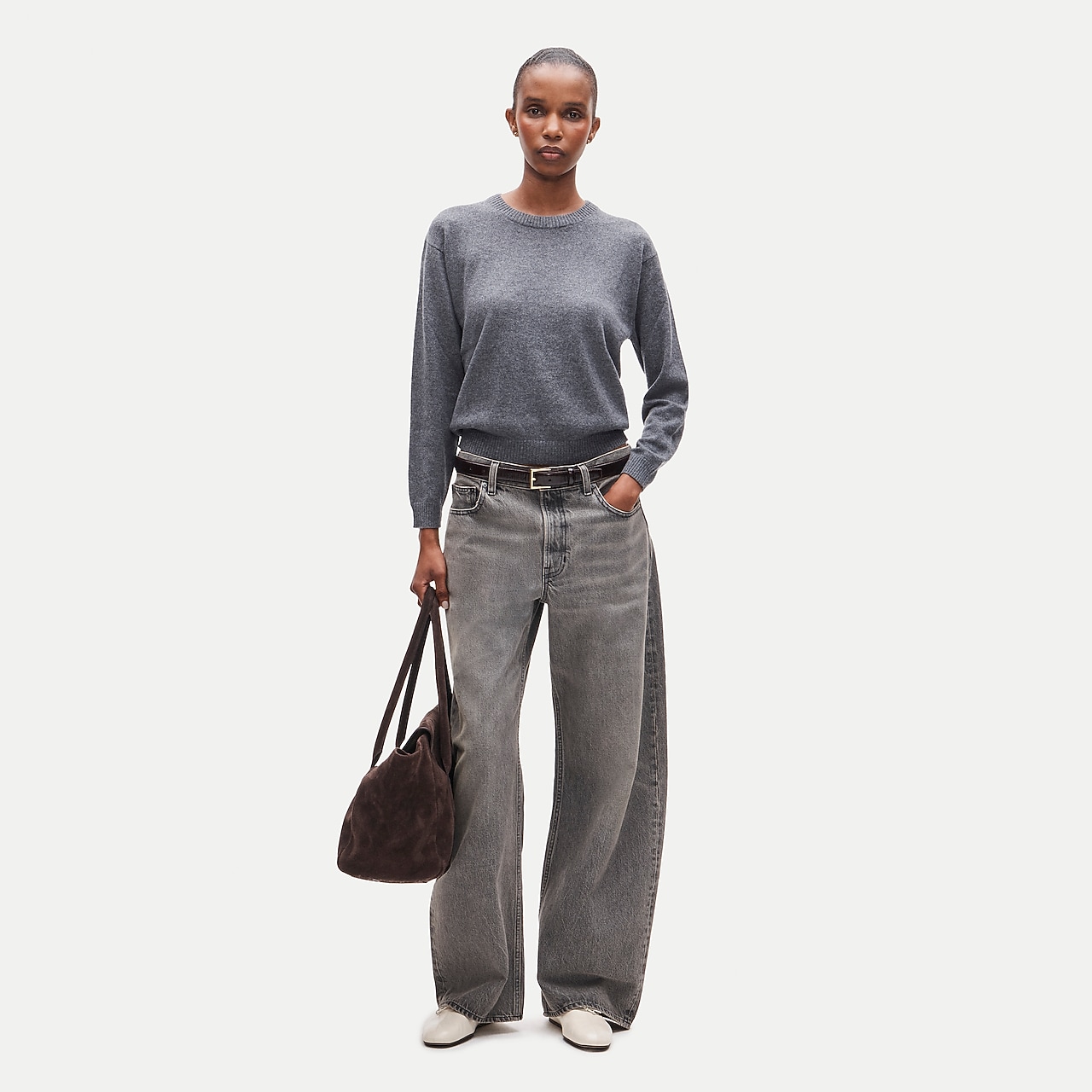 J.Crew タートルネックニット ラグランスリーブ '90 グレー/IZ40 Cotton-blend Ribbed Turtleneck Sweater For Women | J.Crew